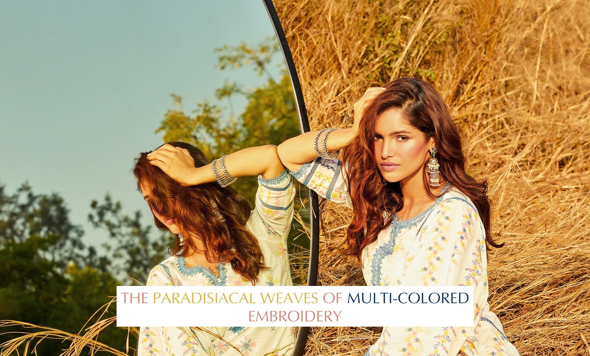The paradisiacal weaves of multi-colored embroidery - Shop Mulmul