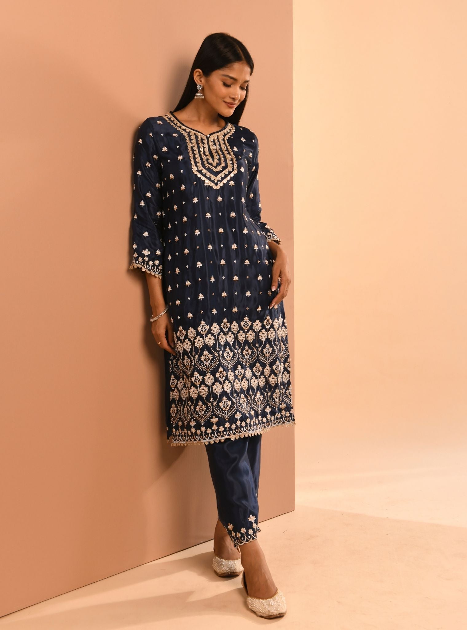 Aarya Cupro Navy Kurta Set