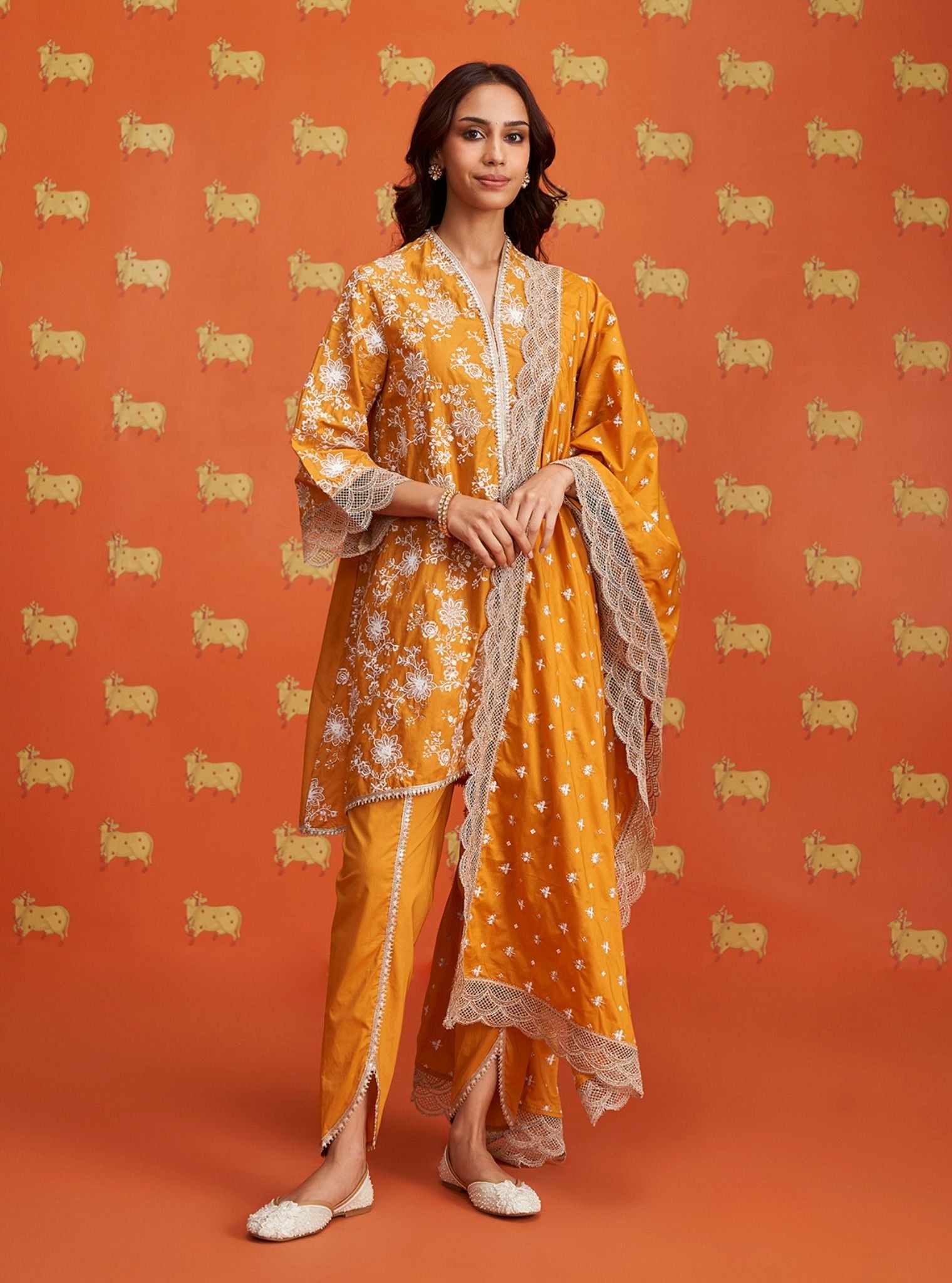 Komen Supima Cotton Mustard Kurta Set