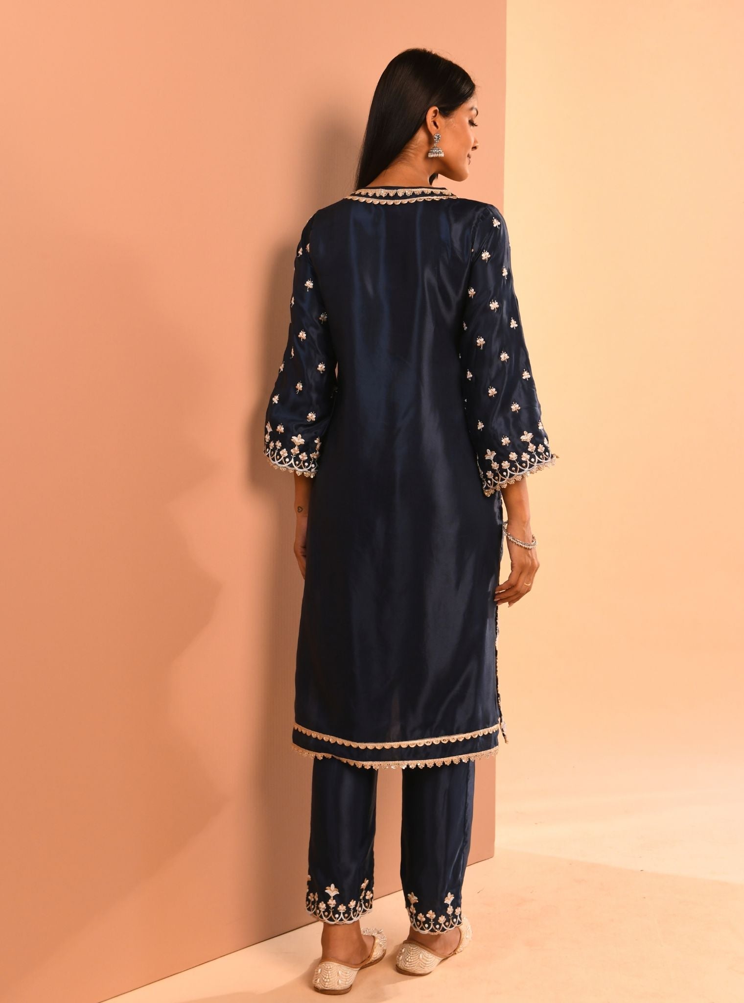 Aarya Cupro Navy Kurta Set