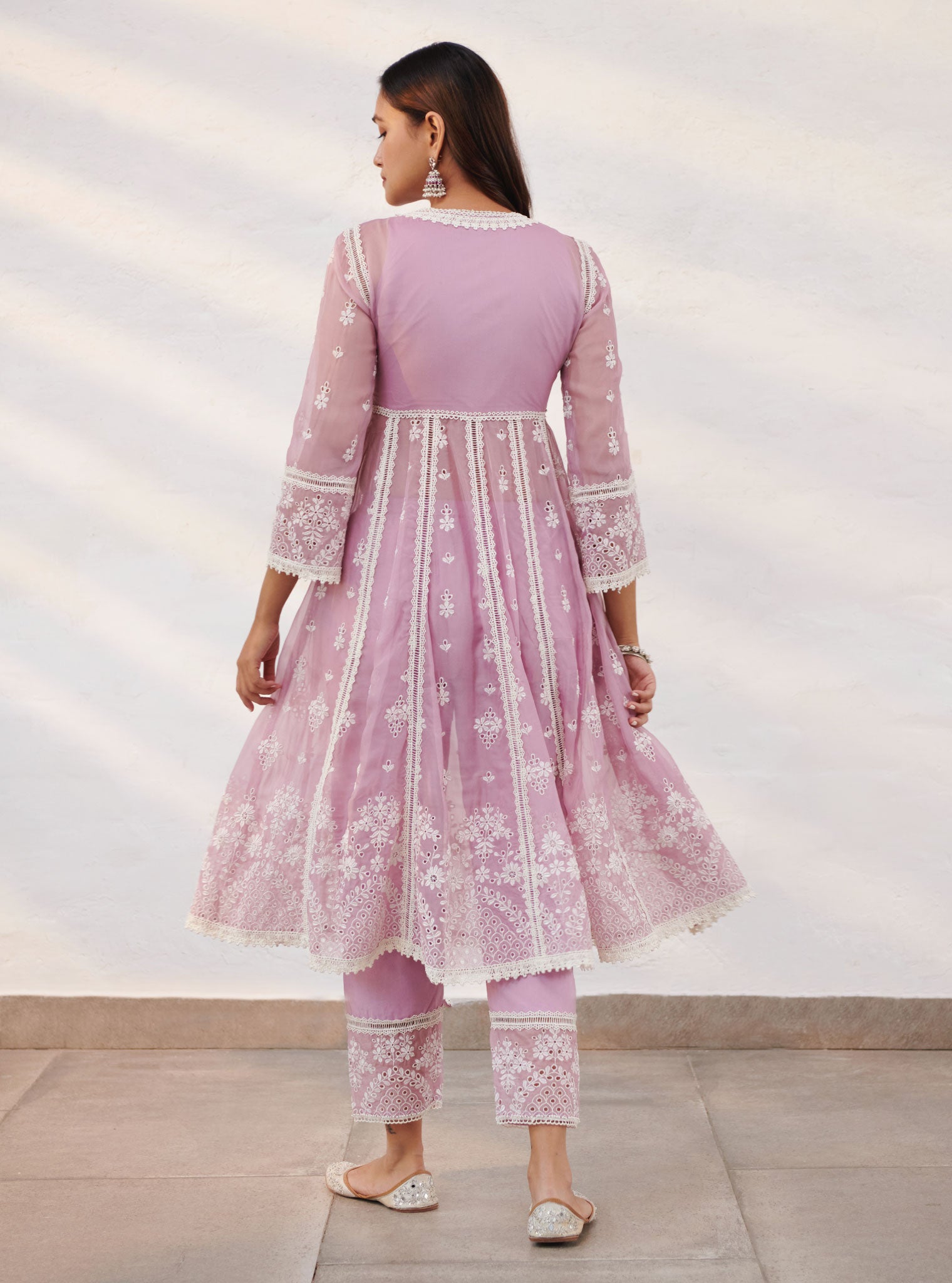 Sheffield Organza Lilac Anarkali Kurta Set