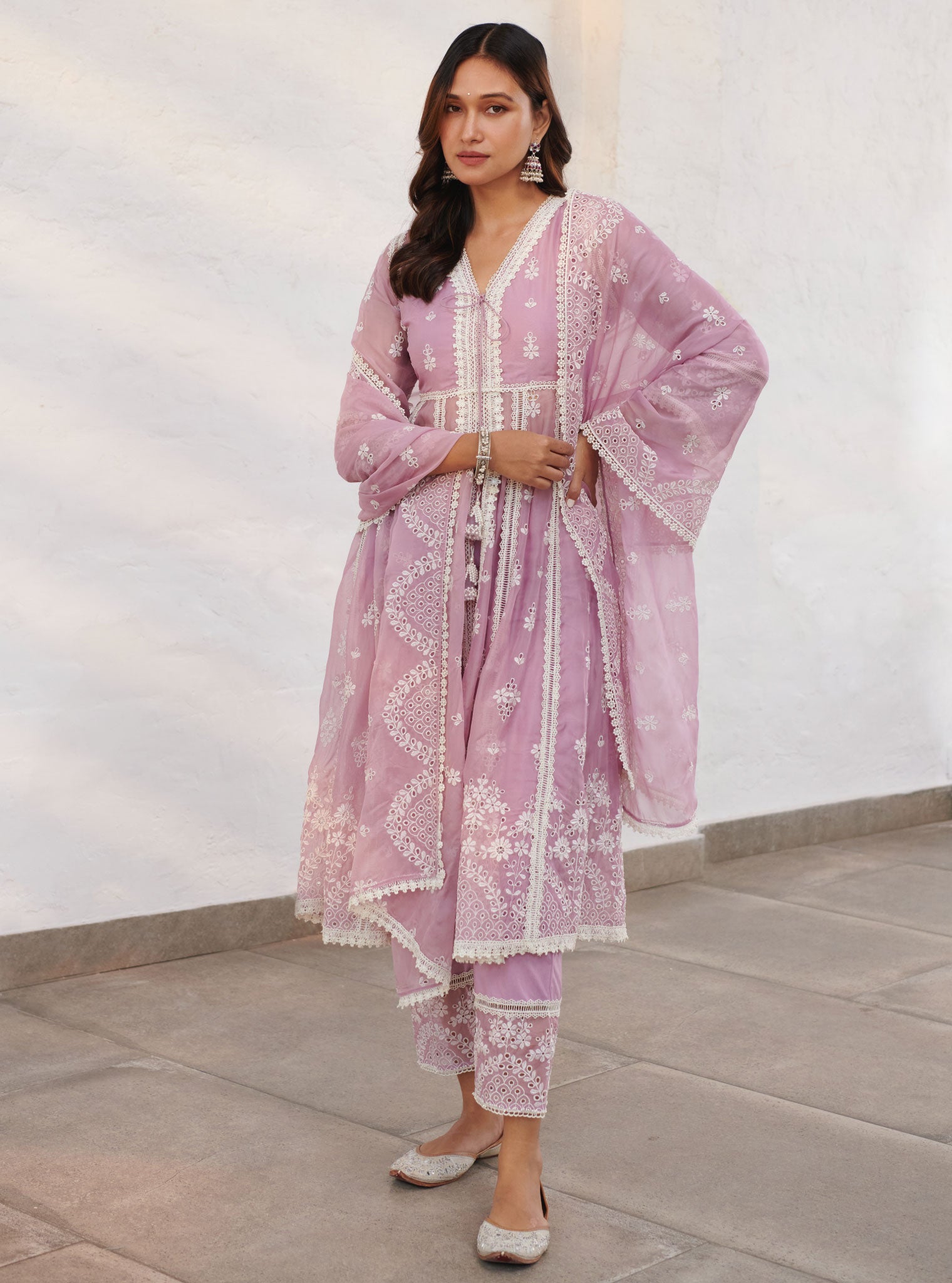 Sheffield Organza Lilac Anarkali Kurta Set