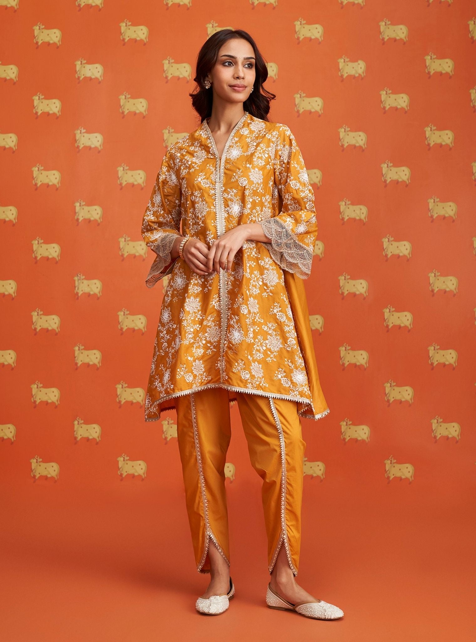 Komen Supima Cotton Mustard Kurta Set