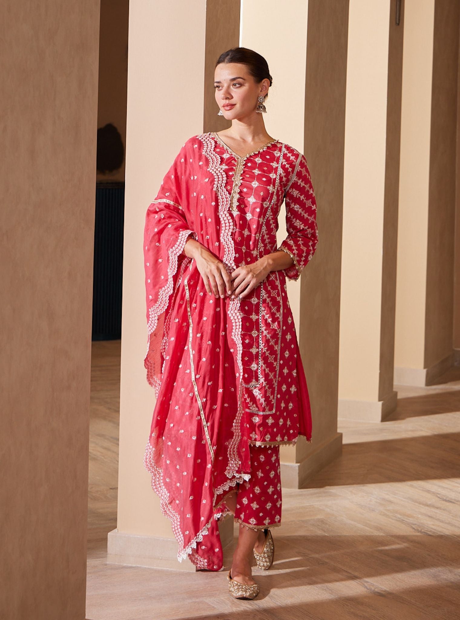 Pelican Cotton Red Kurta Set