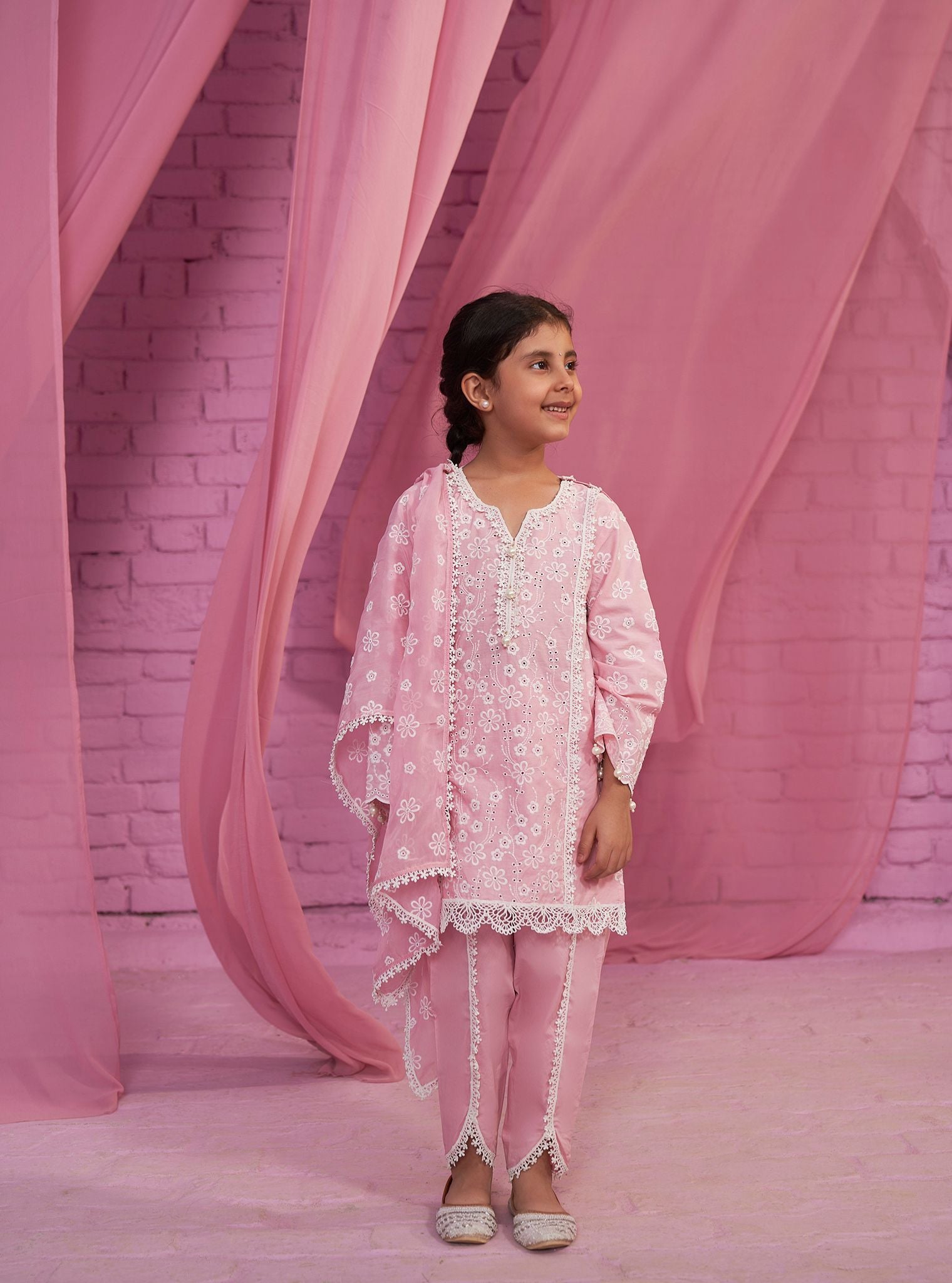 Elin Cotton Pink Kurta Set