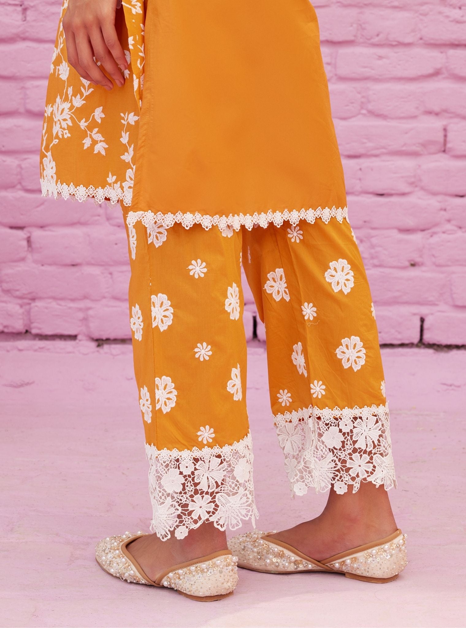 Roli Cotton Orange Kurta Set