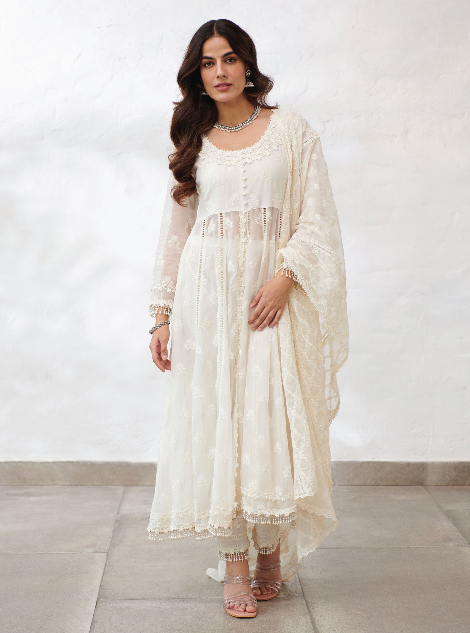Somerset Organza Off White Anarkali Kurta Set