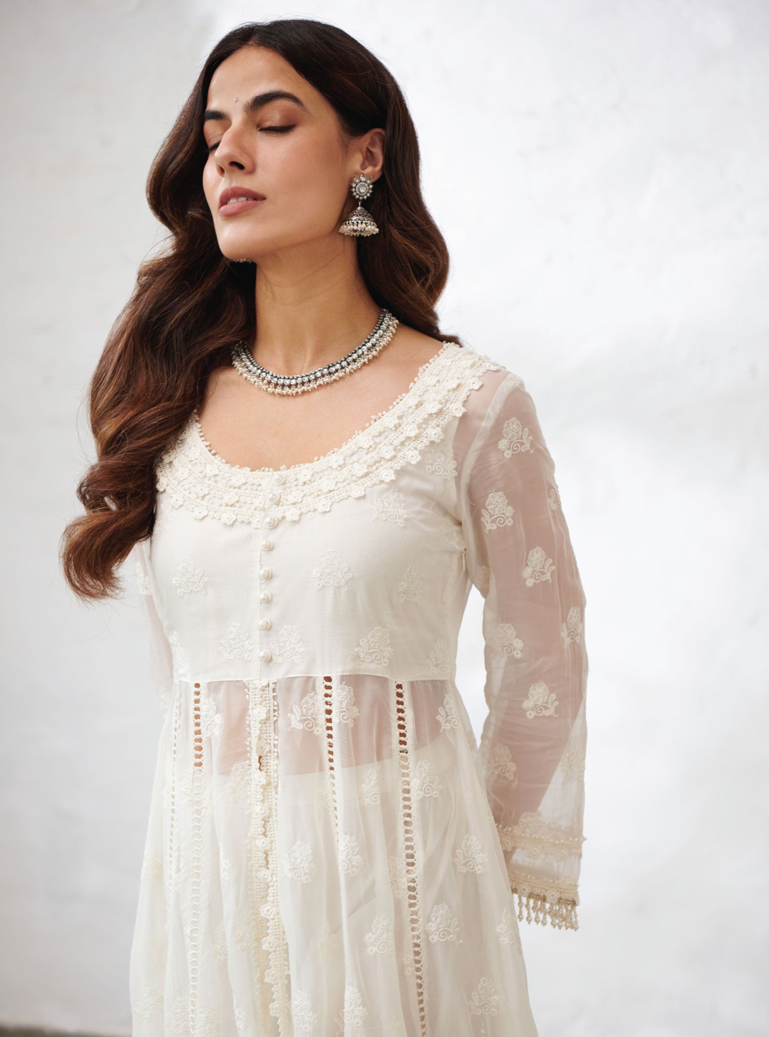 Somerset Organza Off White Anarkali Kurta Set