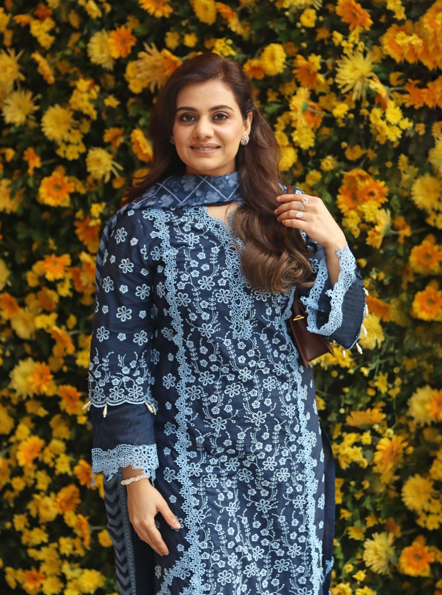 Adhira Cotton Navy Kurta Set