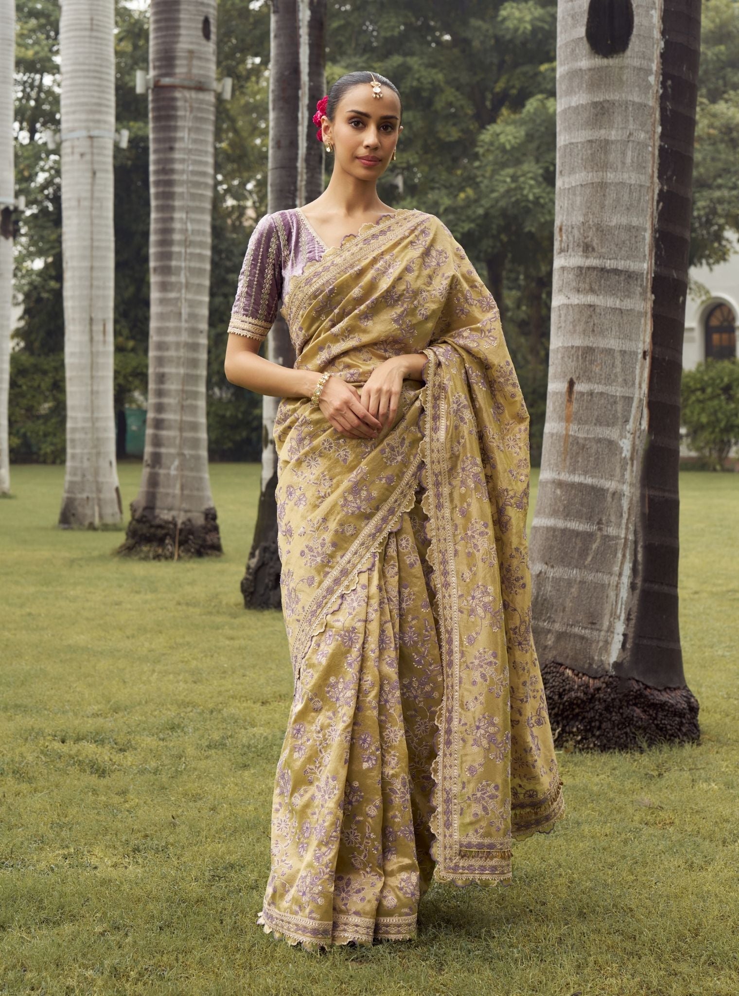 Gulal Tissue Pista Green Saree