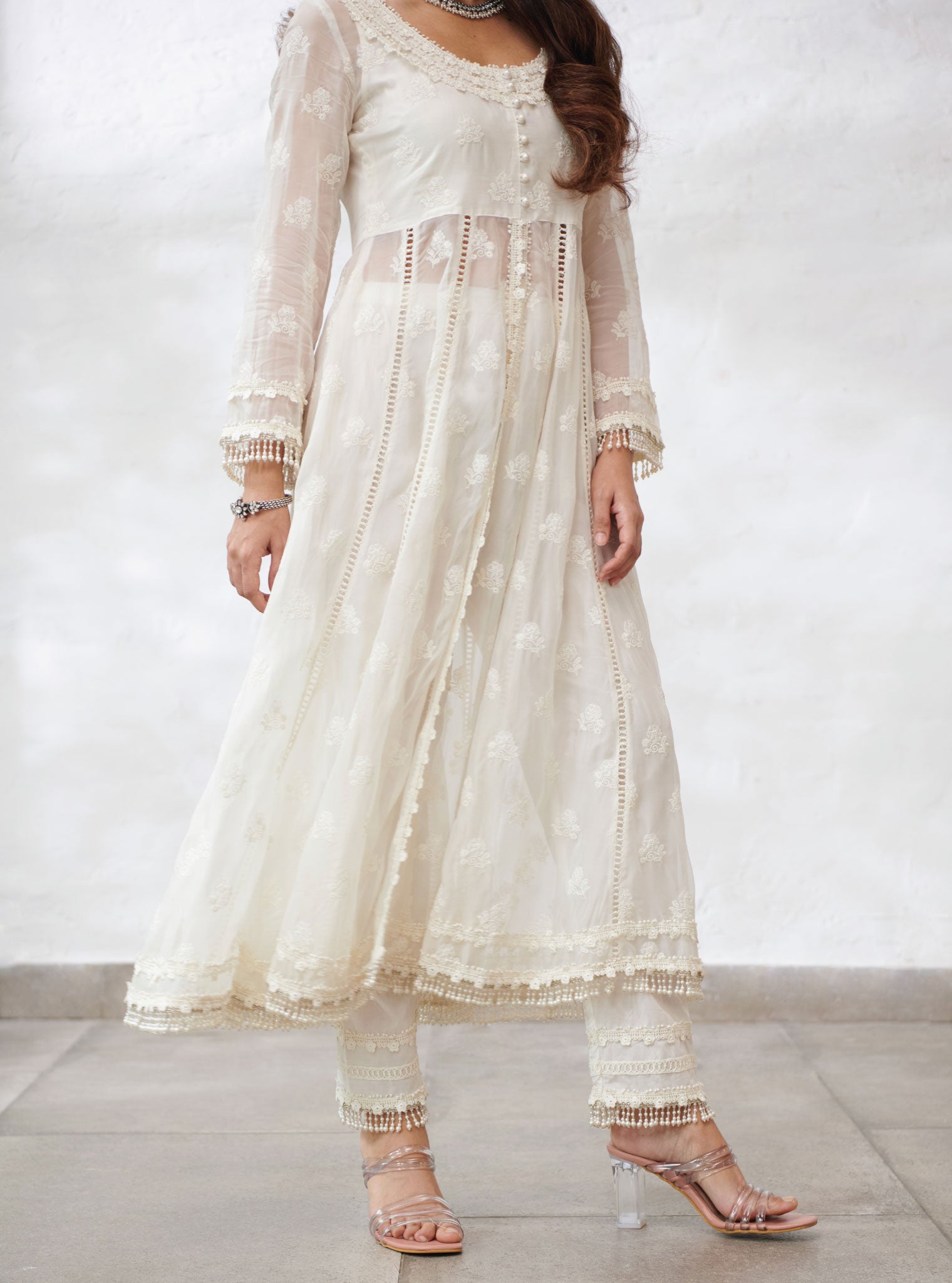 Somerset Organza Off White Anarkali Kurta Set