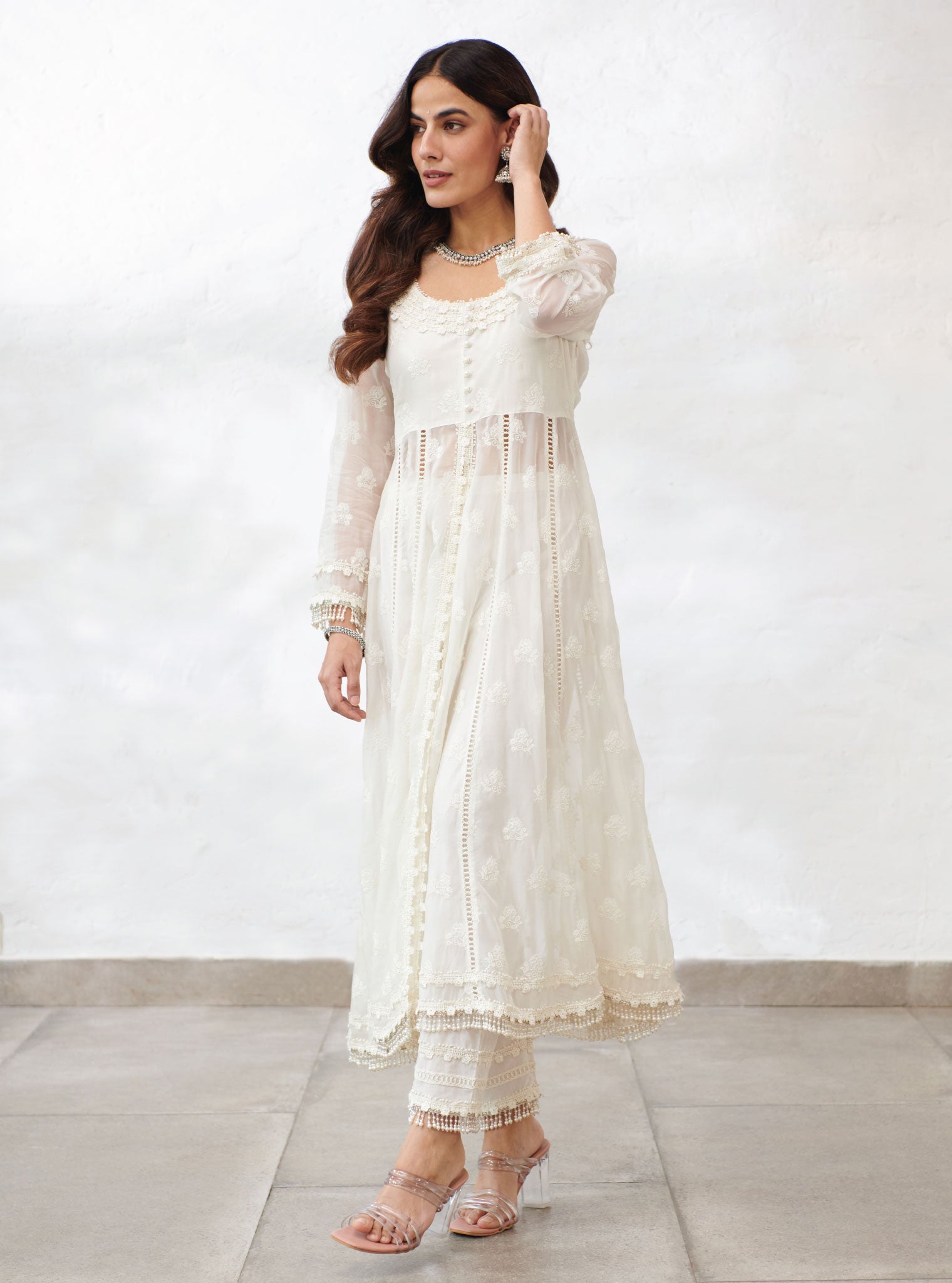 Somerset Organza Off White Anarkali Kurta Set