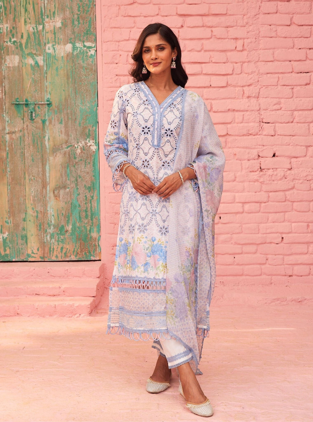 Mulmul Supima Cotton Riwa White Kurta main image 1