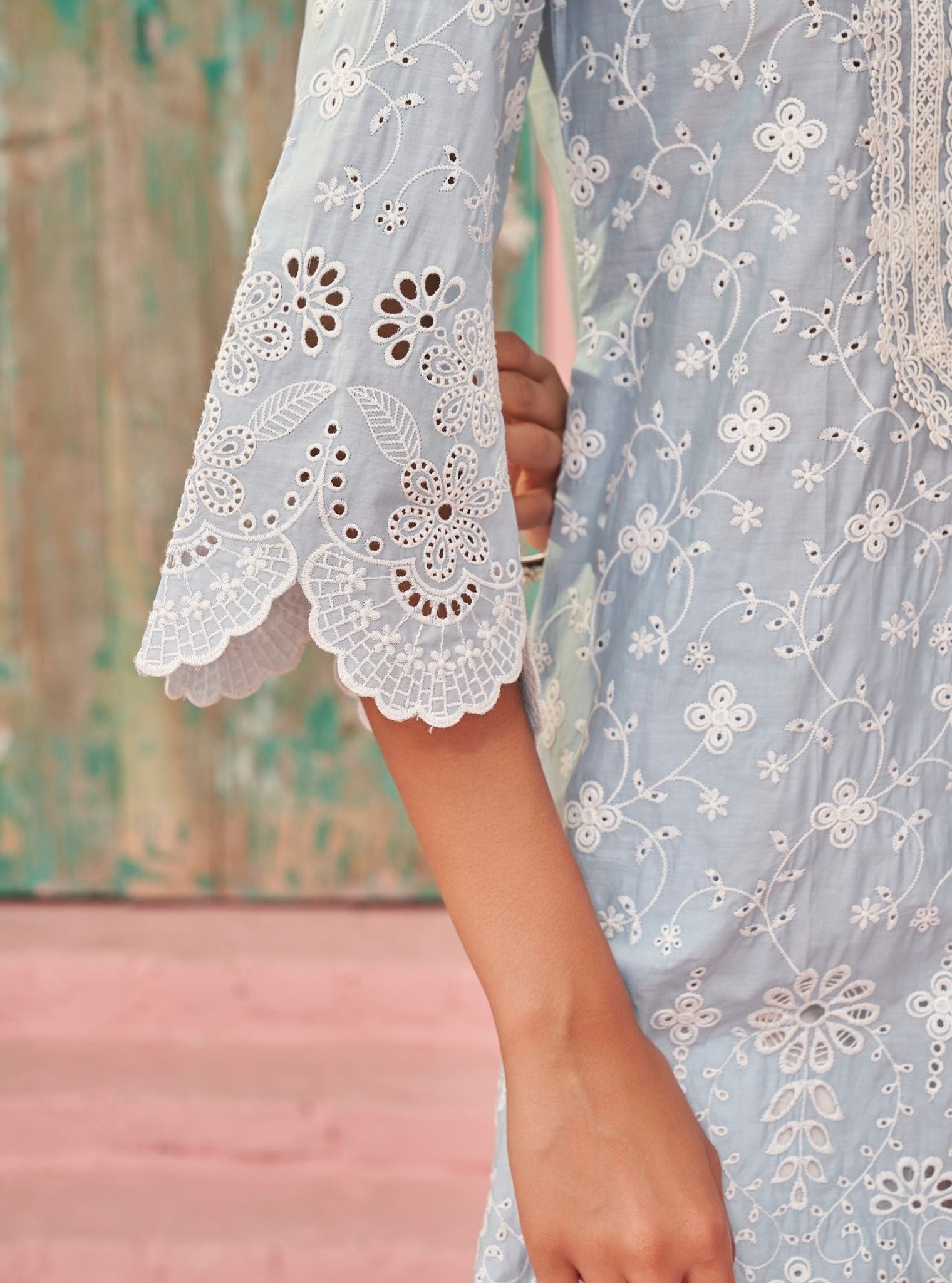 Gauri Cotton Light Blue Kurta Set