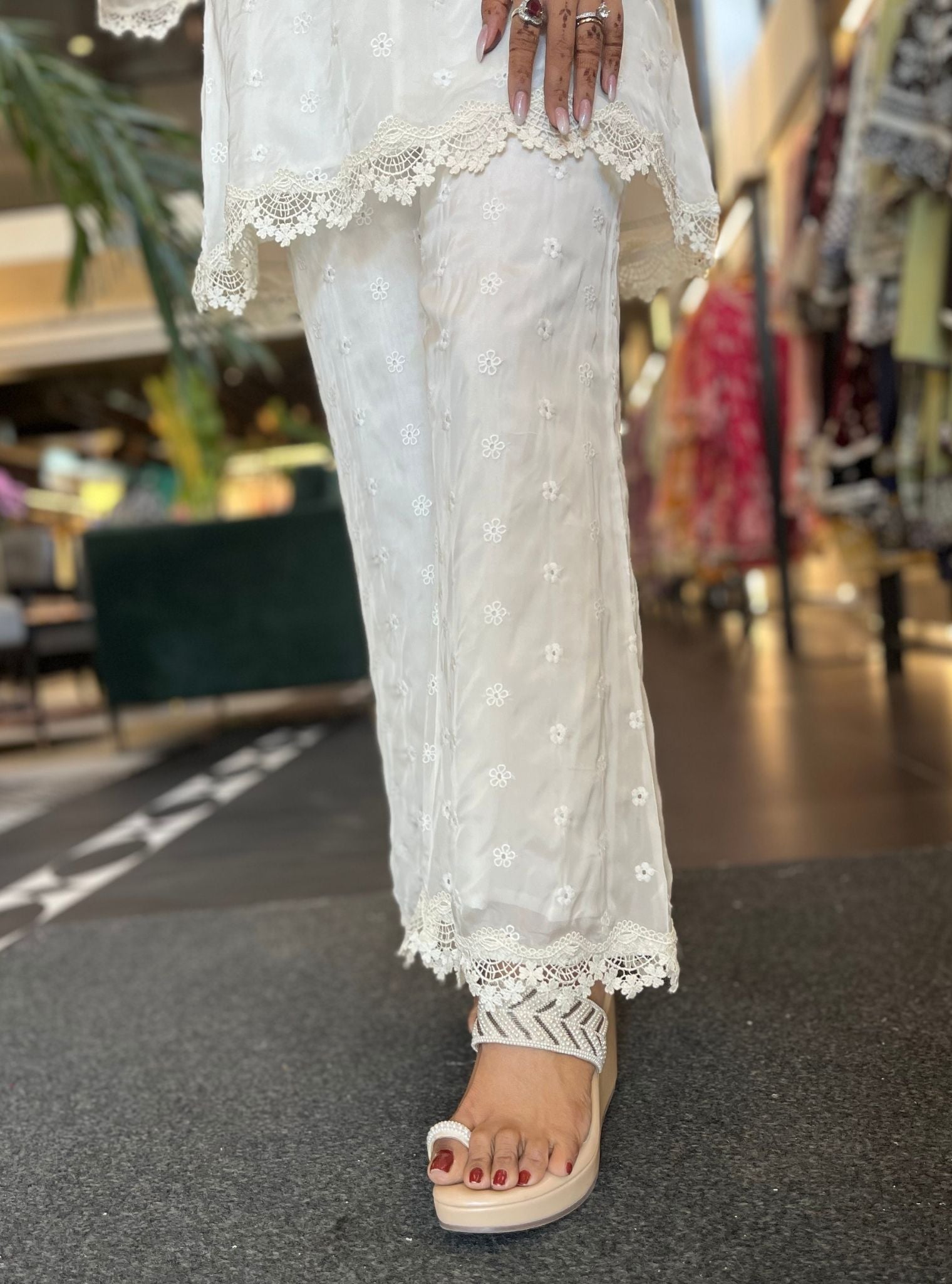 Freha Organza White Co-ord Set