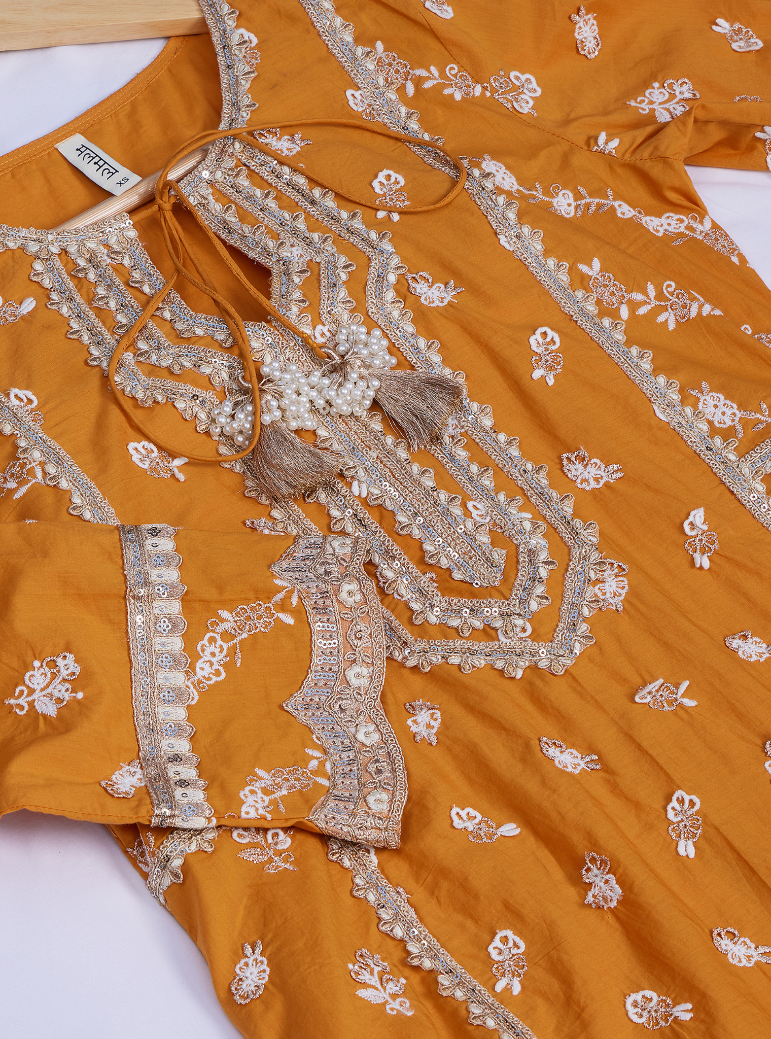 Adah Cotton Orange Kurta Set
