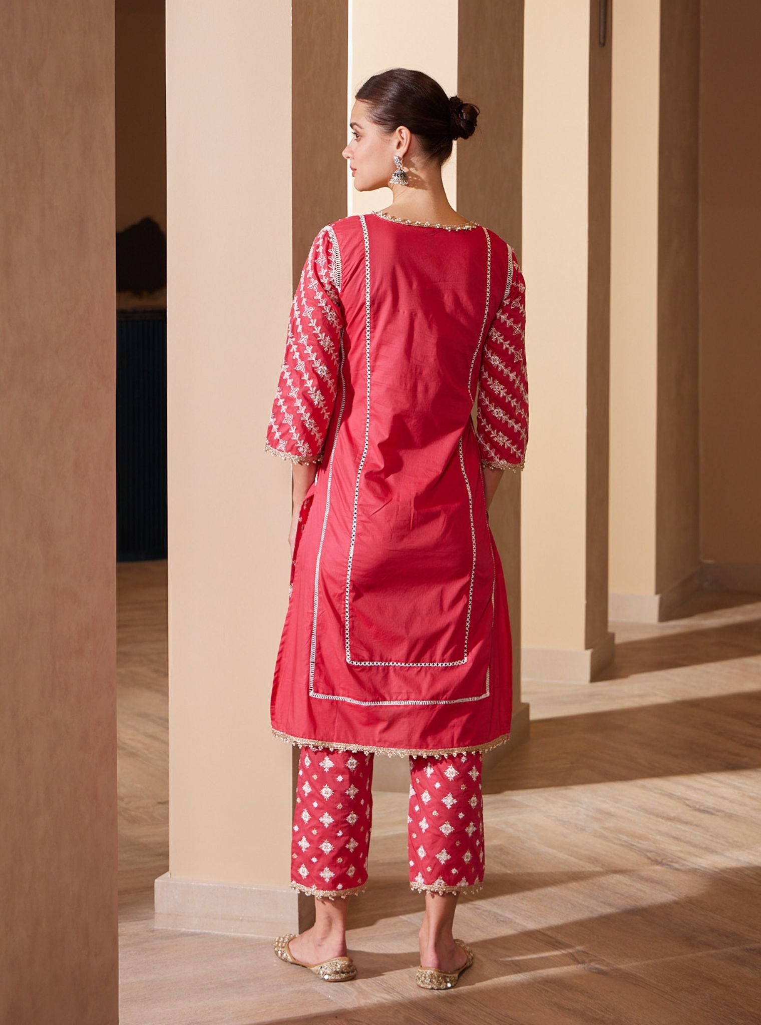 Pelican Cotton Red Kurta Set