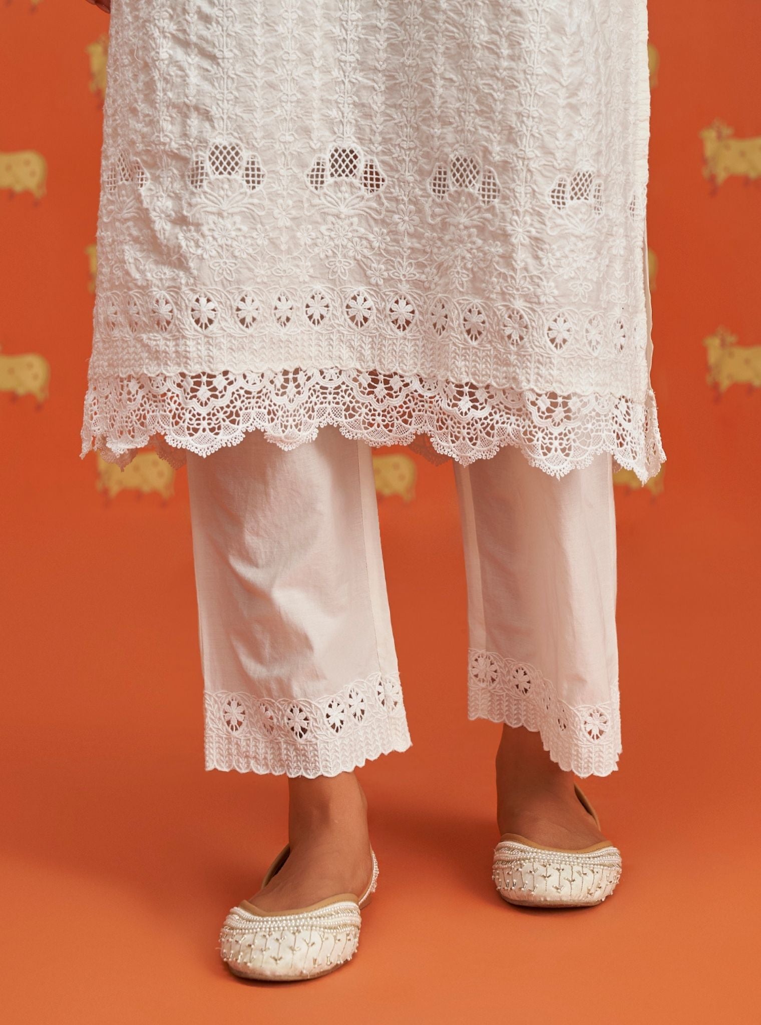 Lawana Supima Cotton Off White Kurta Set