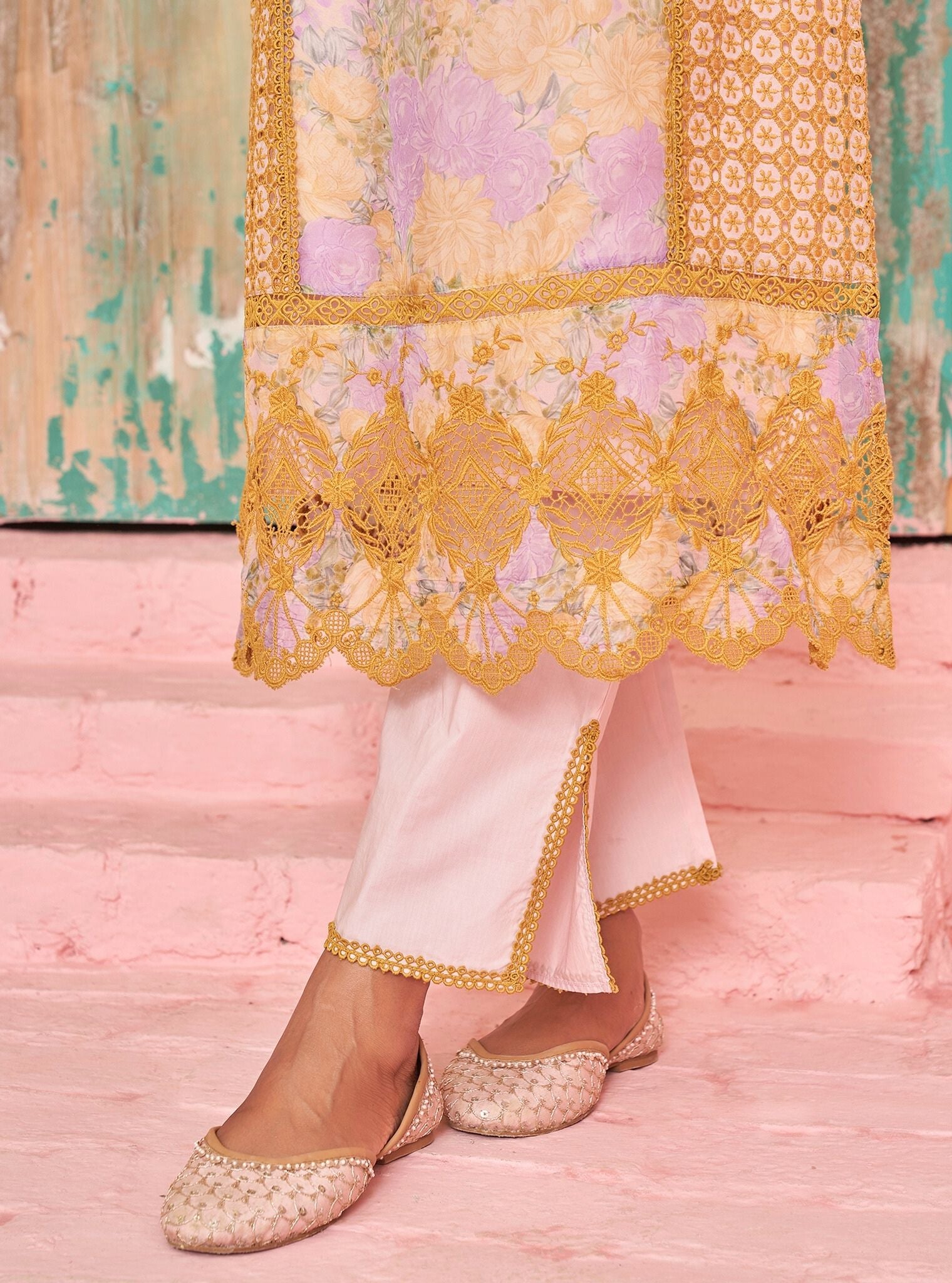 Astoria Organza Printed Pink Kurta Set