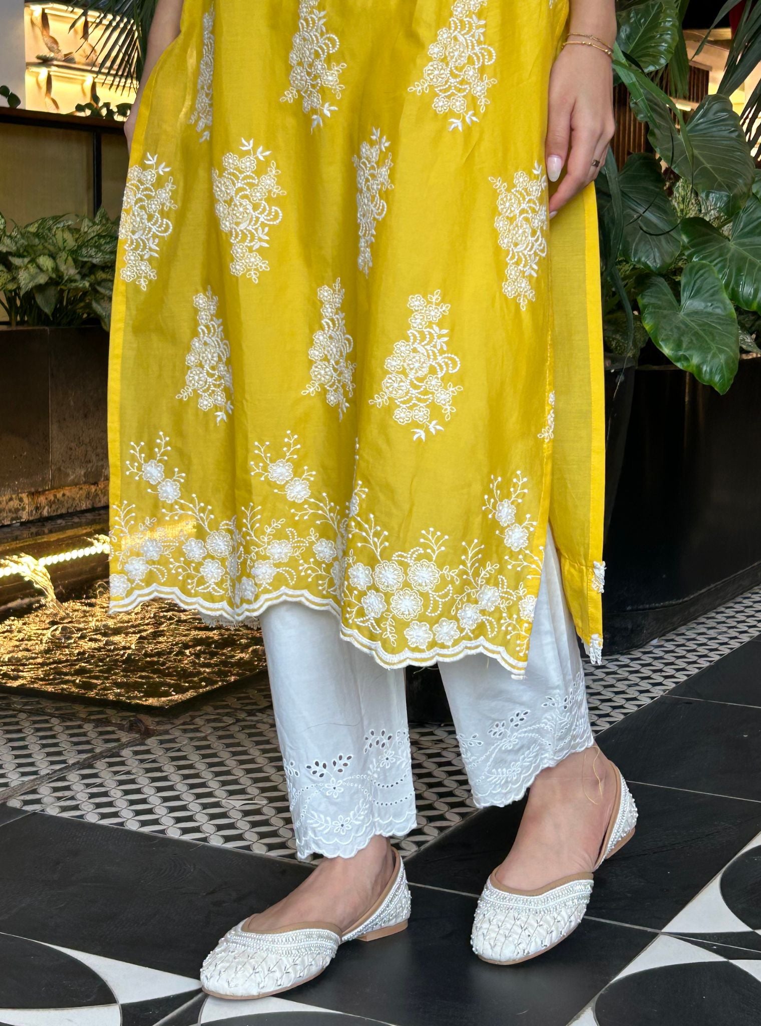 Perla Supima Cotton Kurta With Satari White Pant