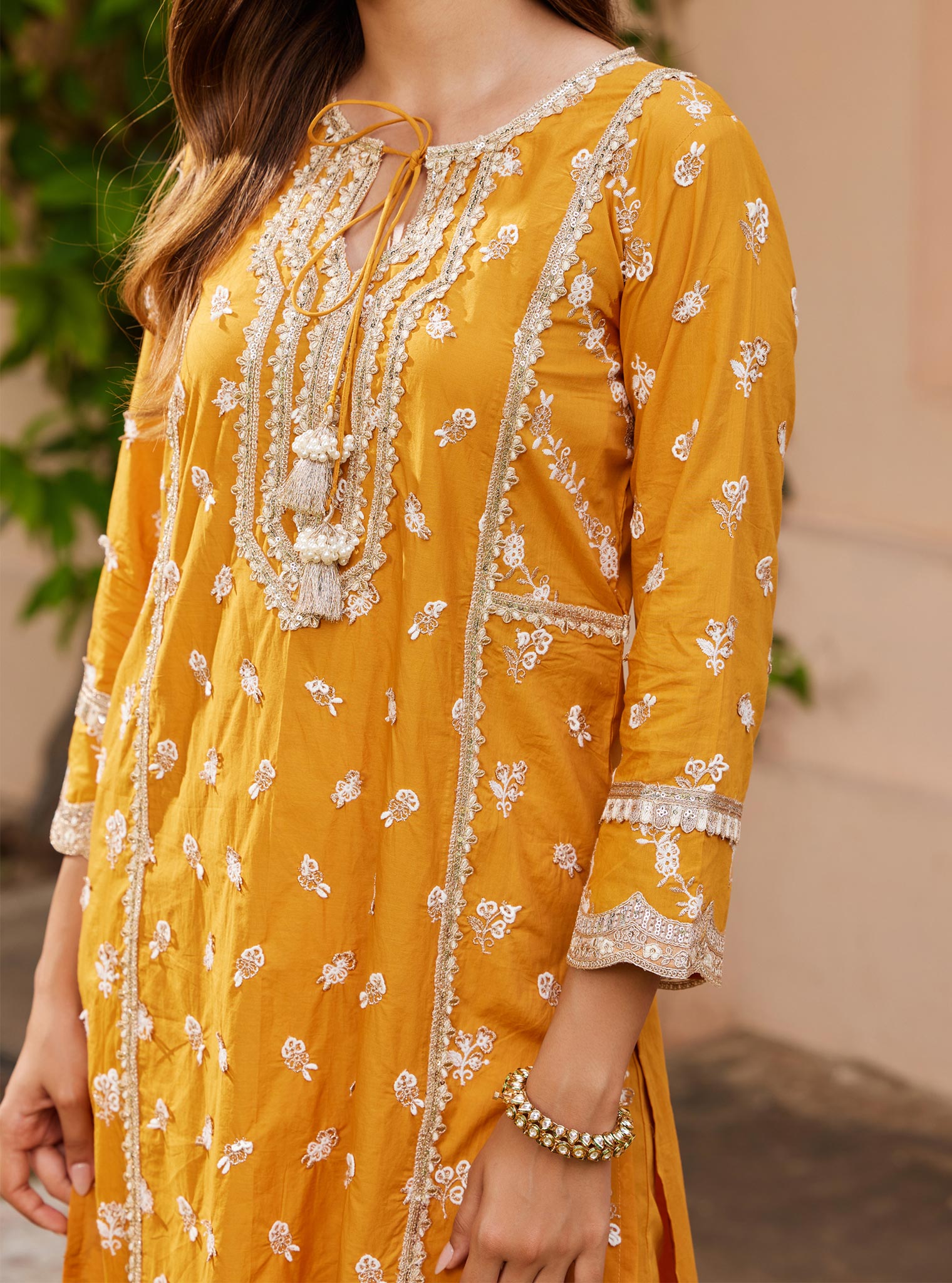 Adah Cotton Orange Kurta Set
