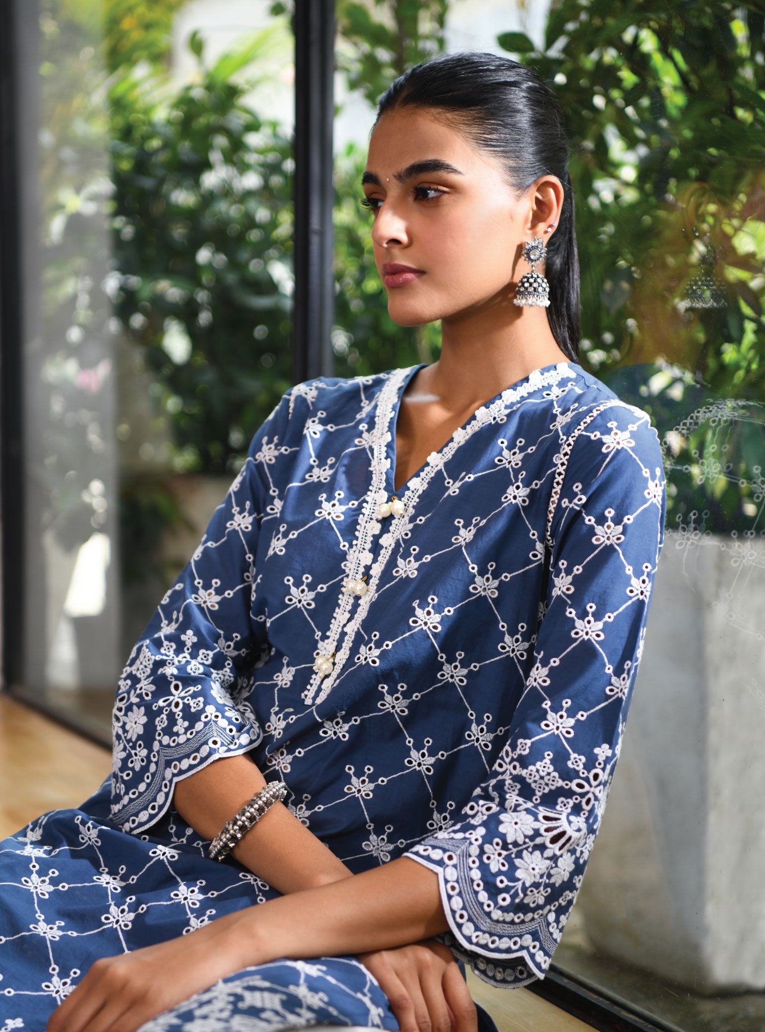 Perth Cotton Navy Kurta Set