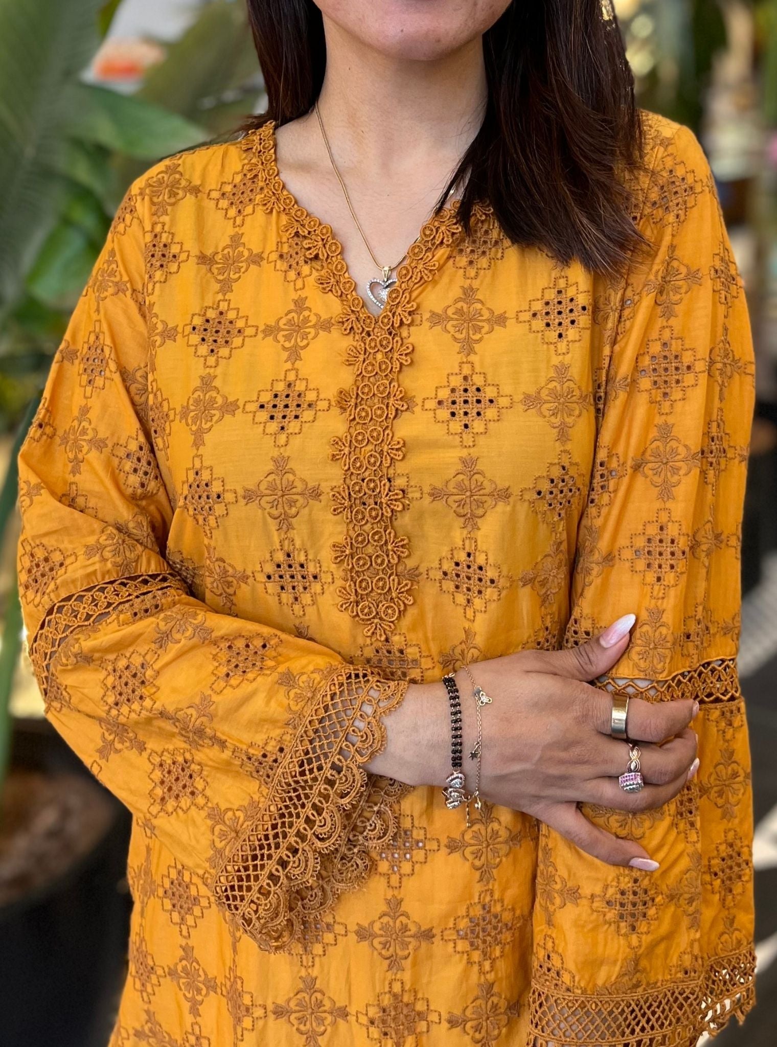 Sarali Cotton Mustard Kurta Set
