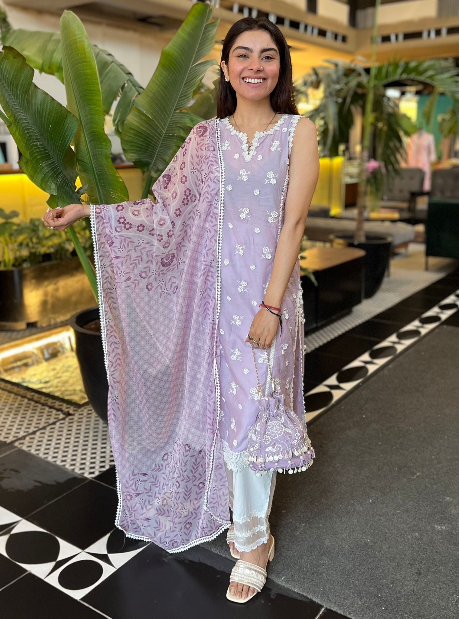 Meha Cotton Lilac Kurta Set