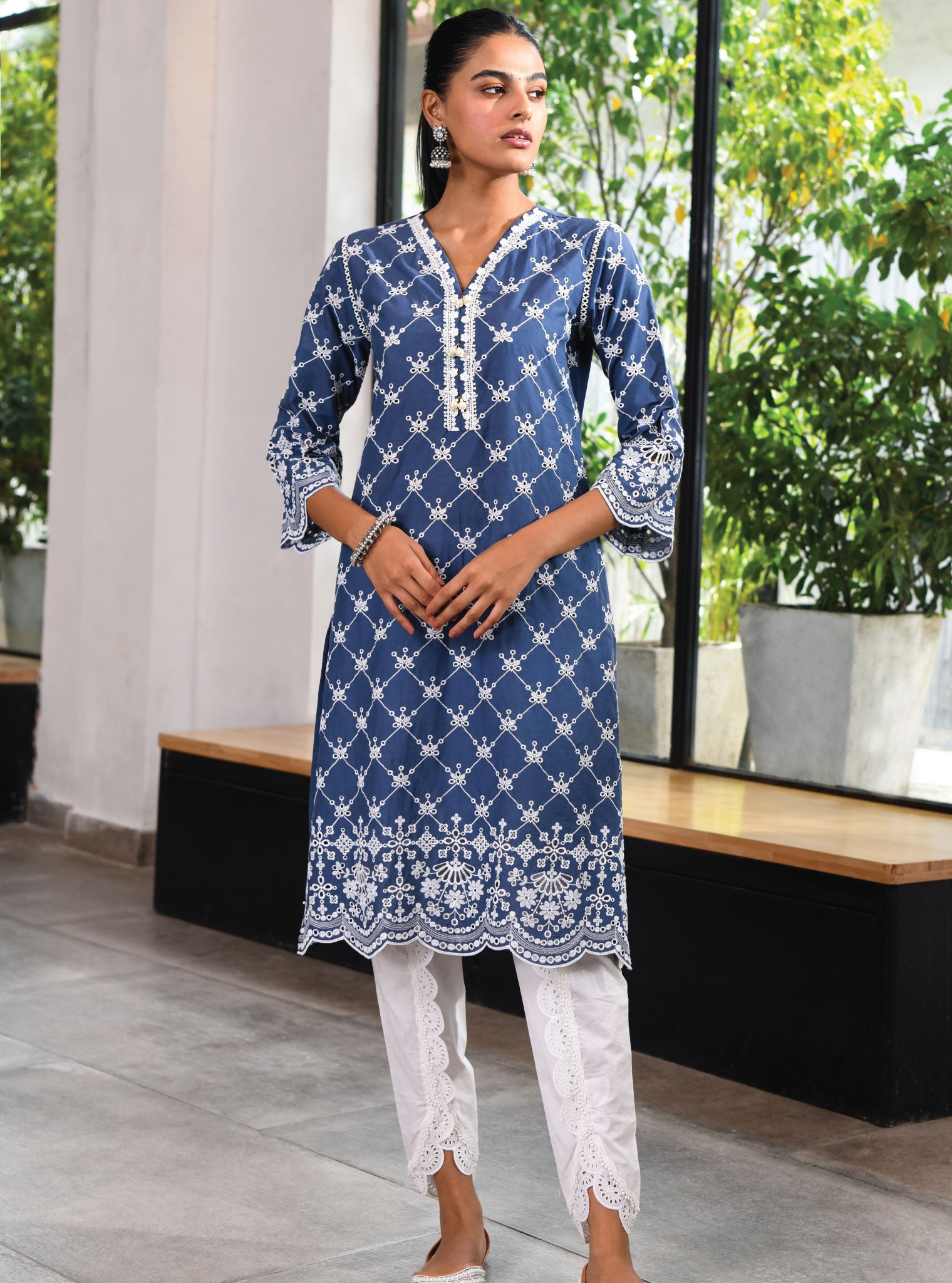 Perth Cotton Navy Kurta Set
