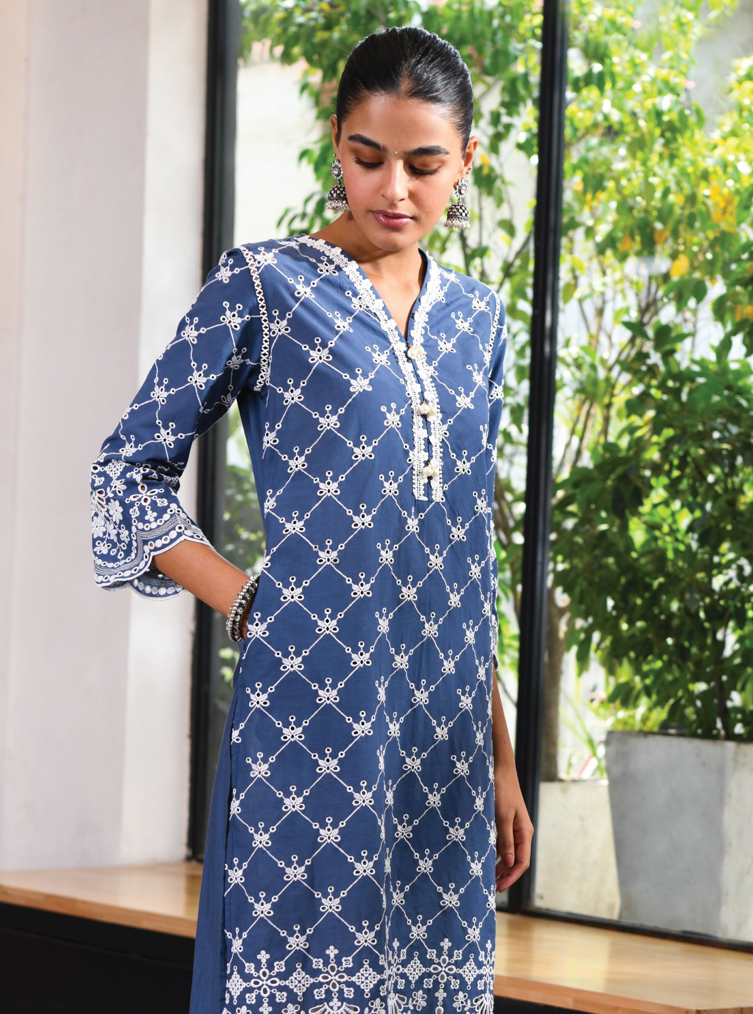 Perth Cotton Navy Kurta Set