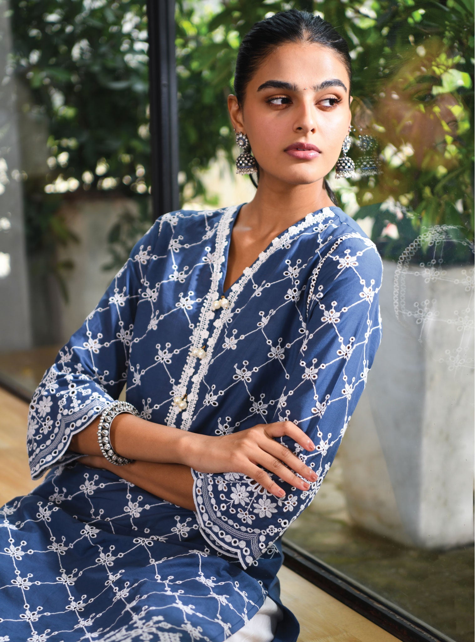 Perth Cotton Navy Kurta Set