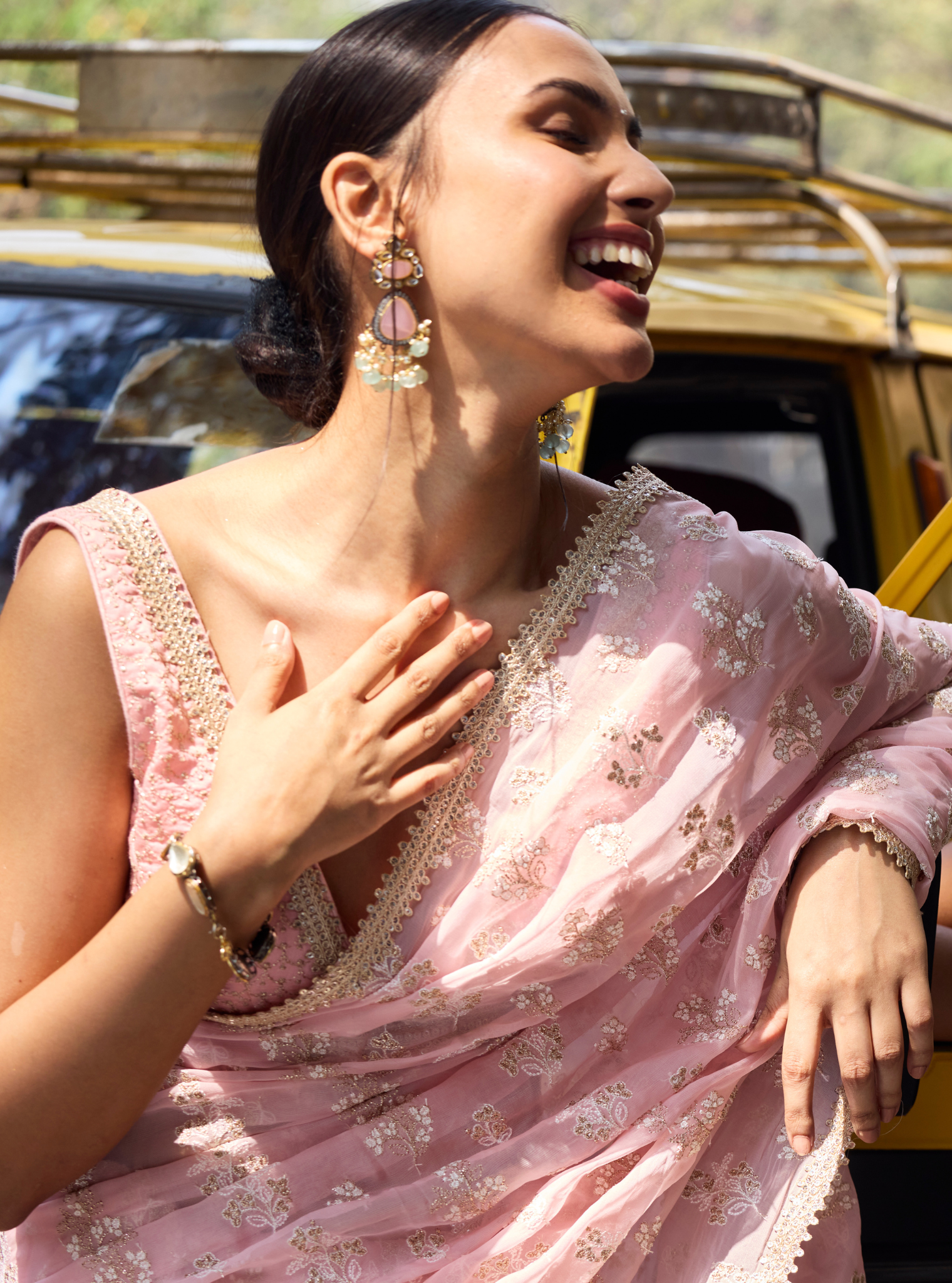 Saroli Organza Light Pink Saree