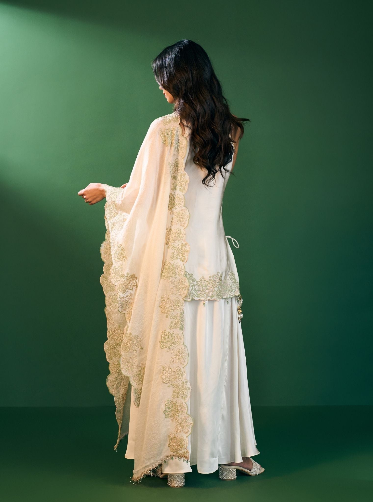 Pahi Cupro Satin Off White Kurta Set