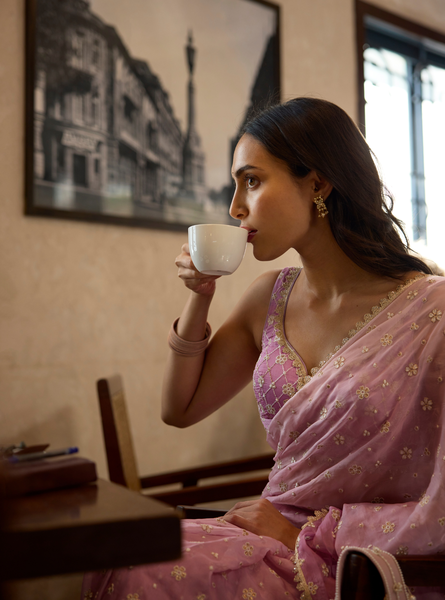 Priyur Organza Ombre Lavender Saree