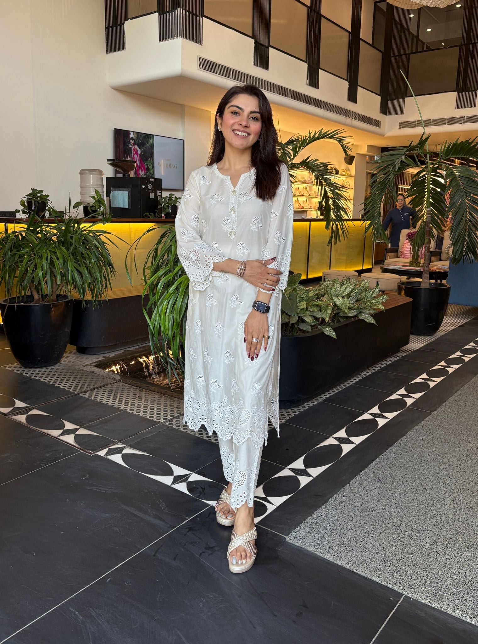 Dahna Supima Cotton White Kurta Set