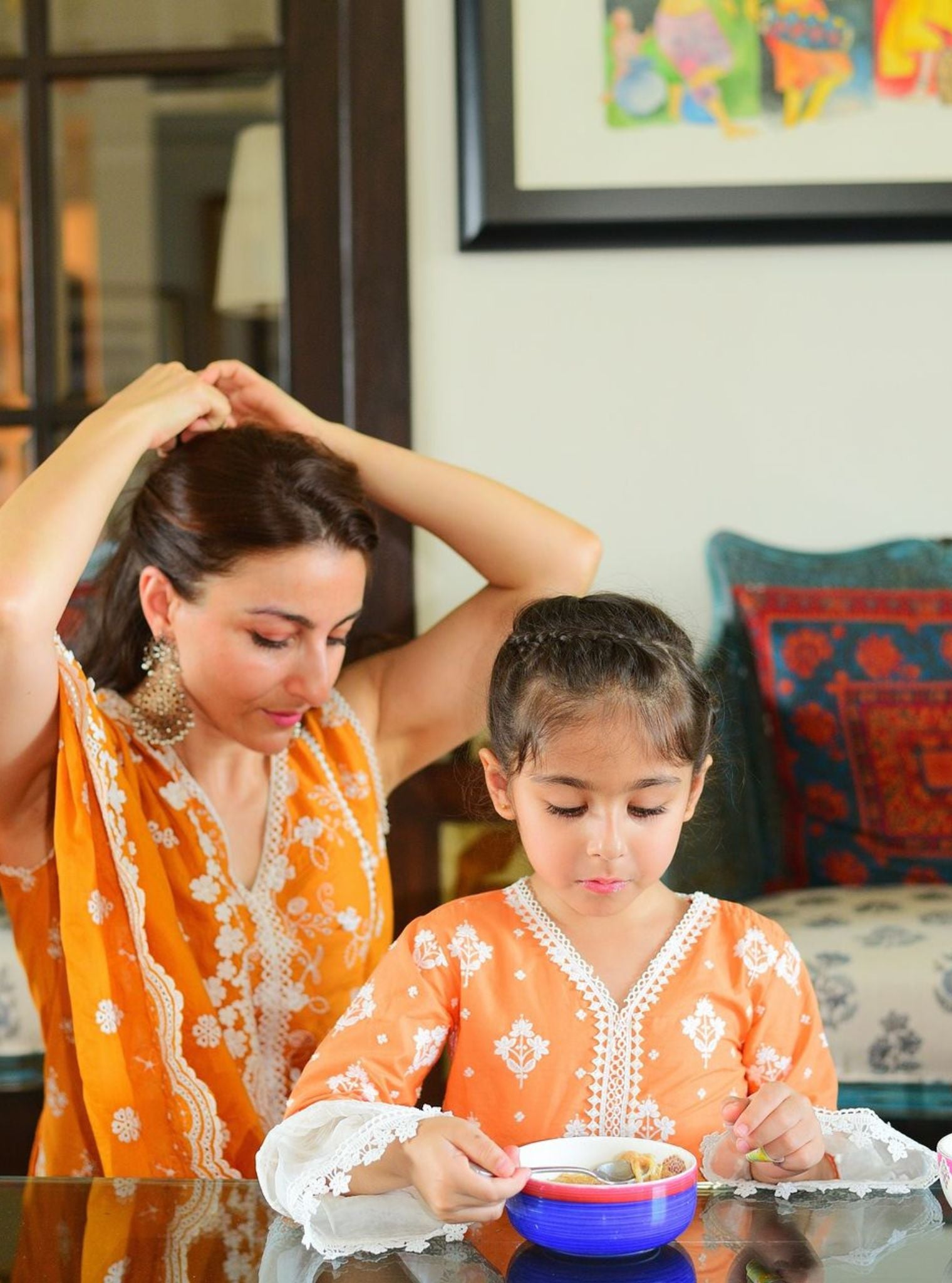 Ensi Cotton Orange Kurta Set