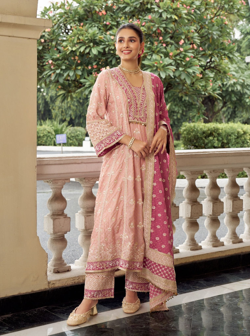 Miraya Banarsi Navy Anarkali Kurta Set