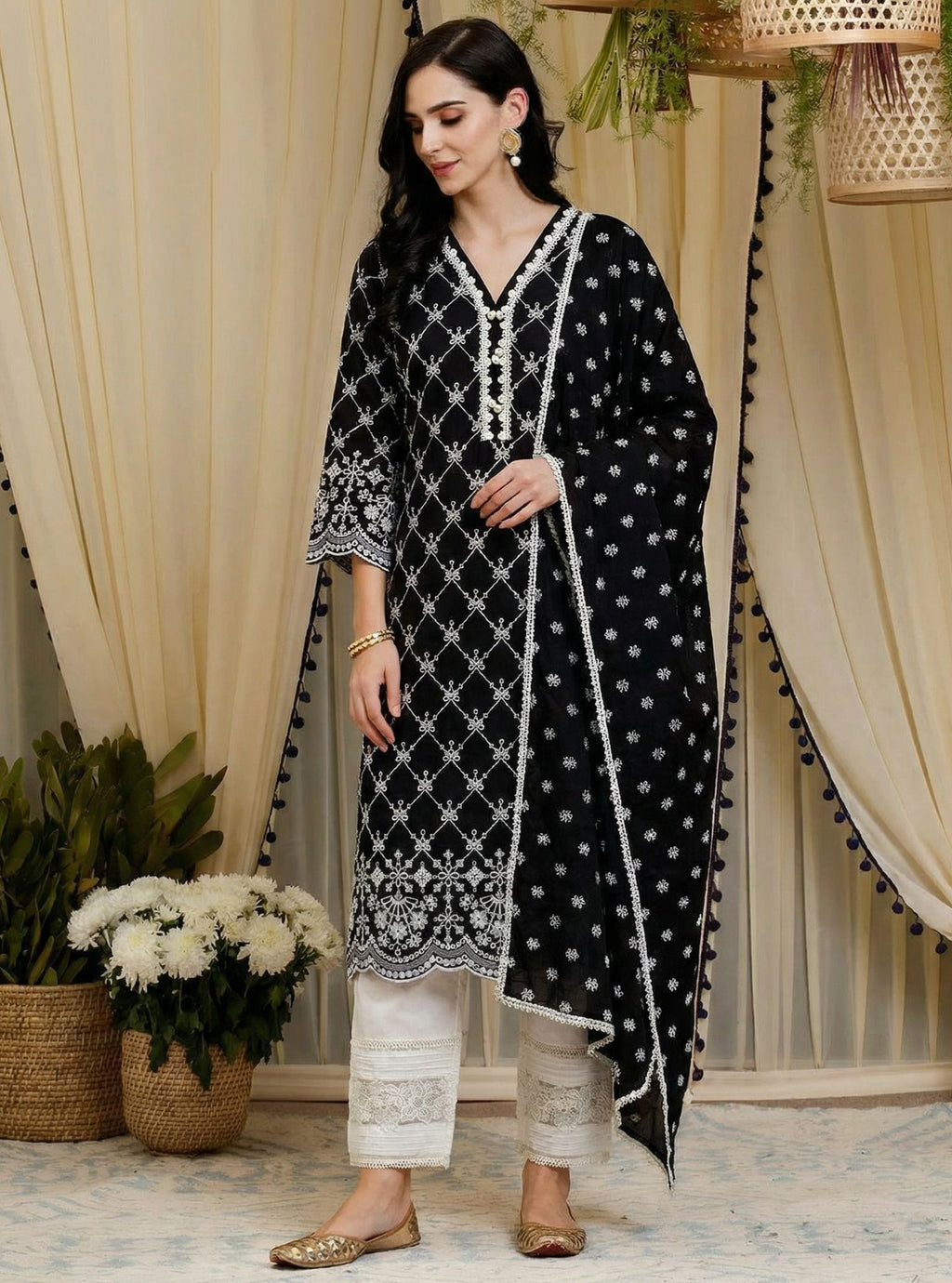 Anisa Supima Cotton Denim Kurta Set main image 1