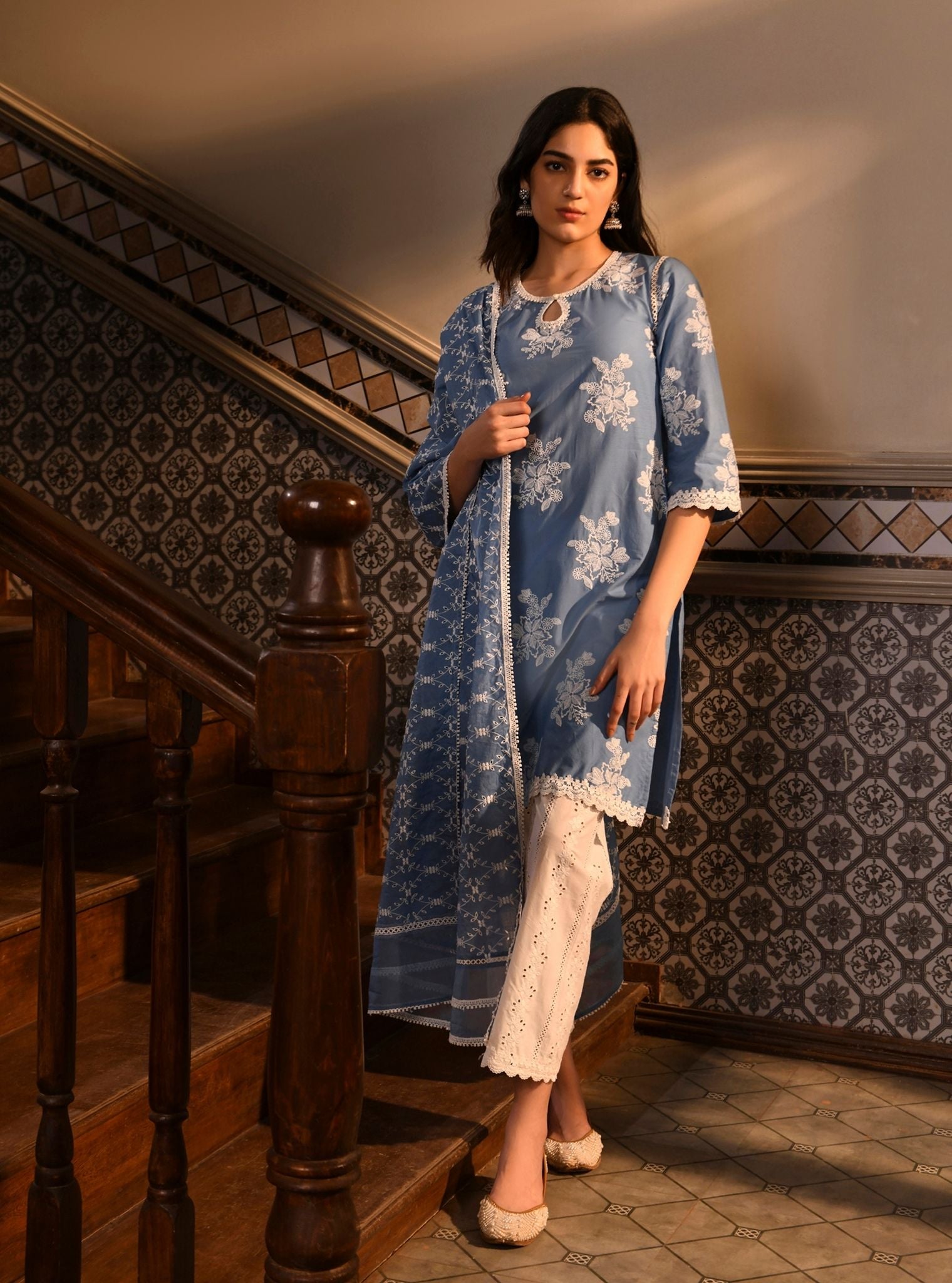 Ayda Cotton Denim Kurta Set