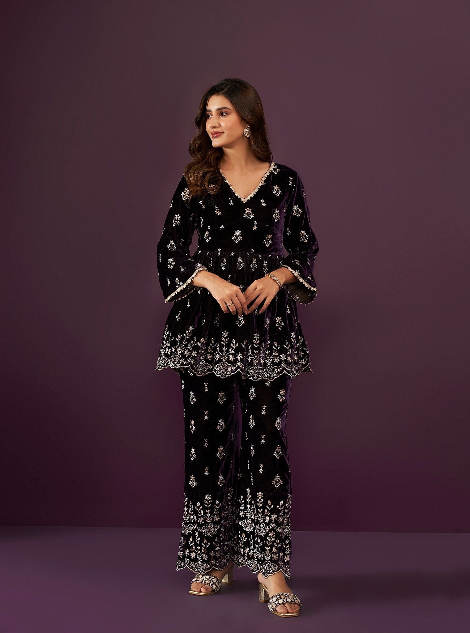 Kessie Velvet Purple Top Set