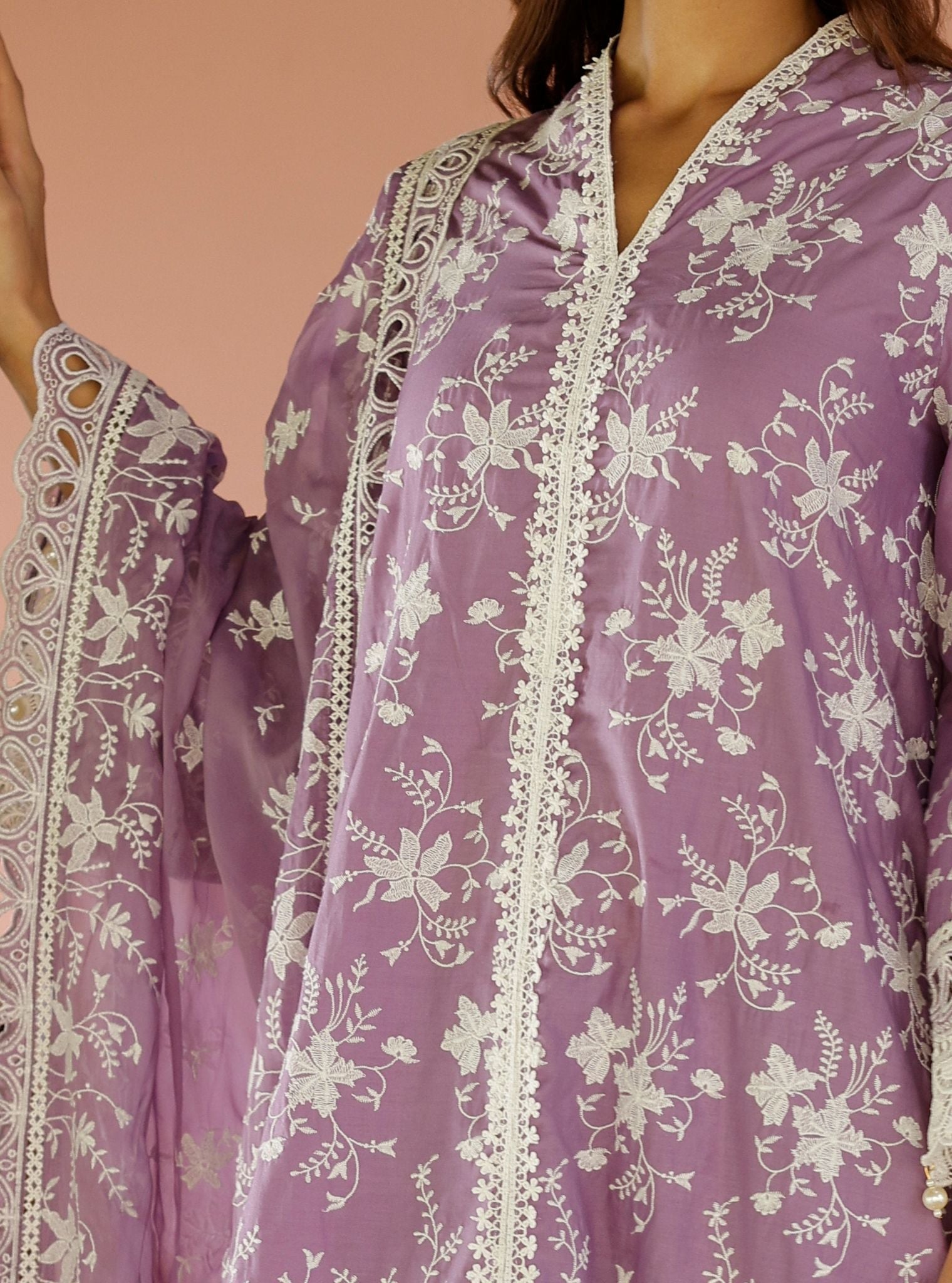 Aalaya Supima Cotton Violet Kurta Set