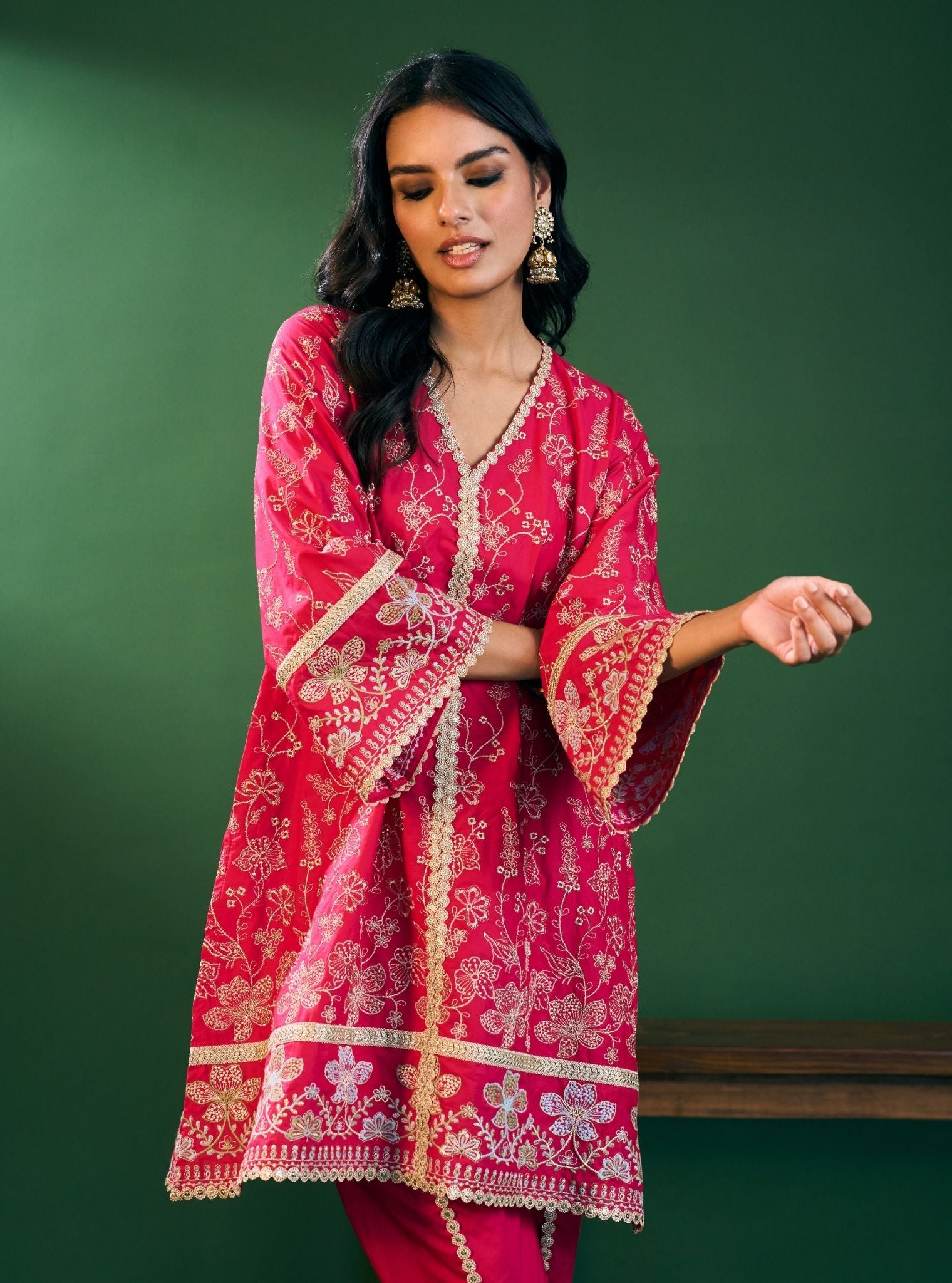 Rina Cotton Fuchsia Kurta with Fuchsia Dhoti Pant Set