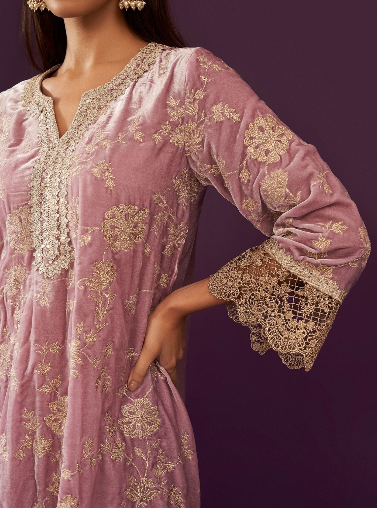 Imani Velvet Lilac Kurta Set