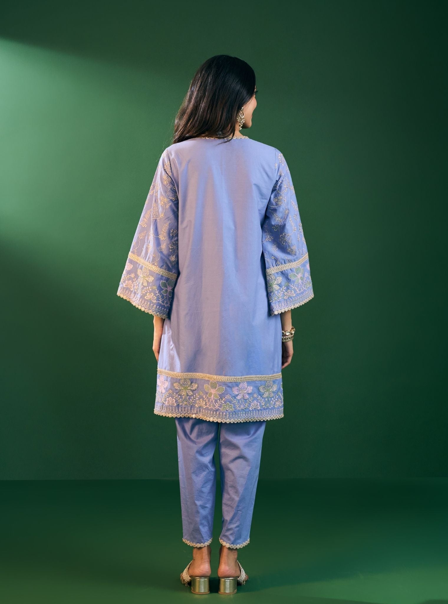 Rina Cotton Steel Blue Kurta with Steel Blue Dhoti Pant Set