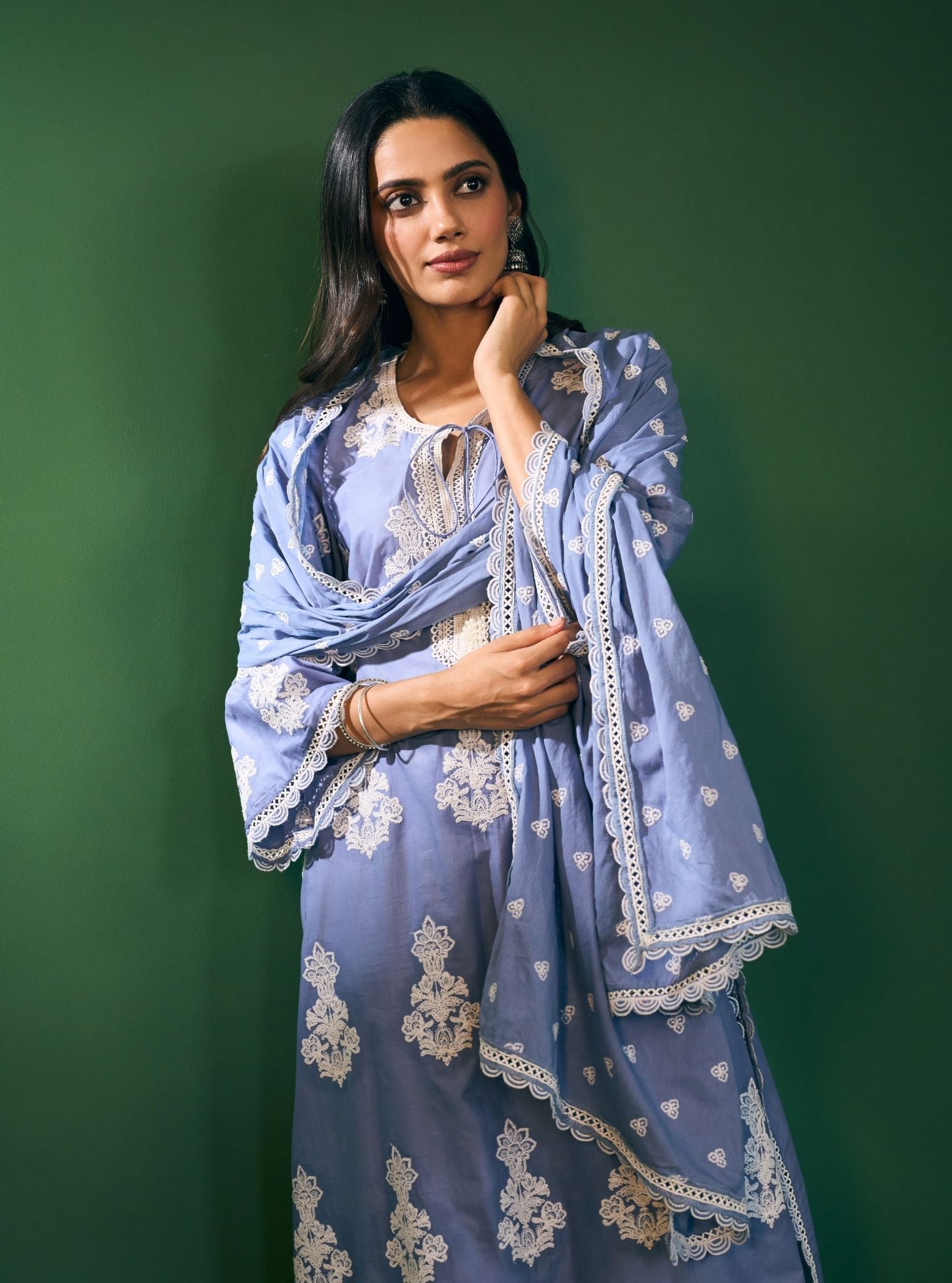 Rimi Cotton Steel Blue Kurta Set