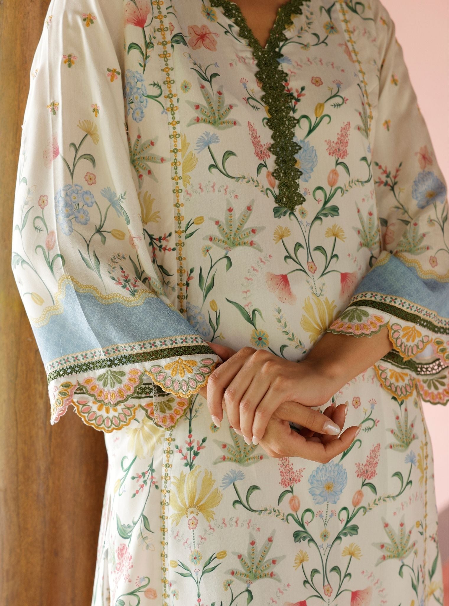 Alya Lawn Printed Off White Kurta Set