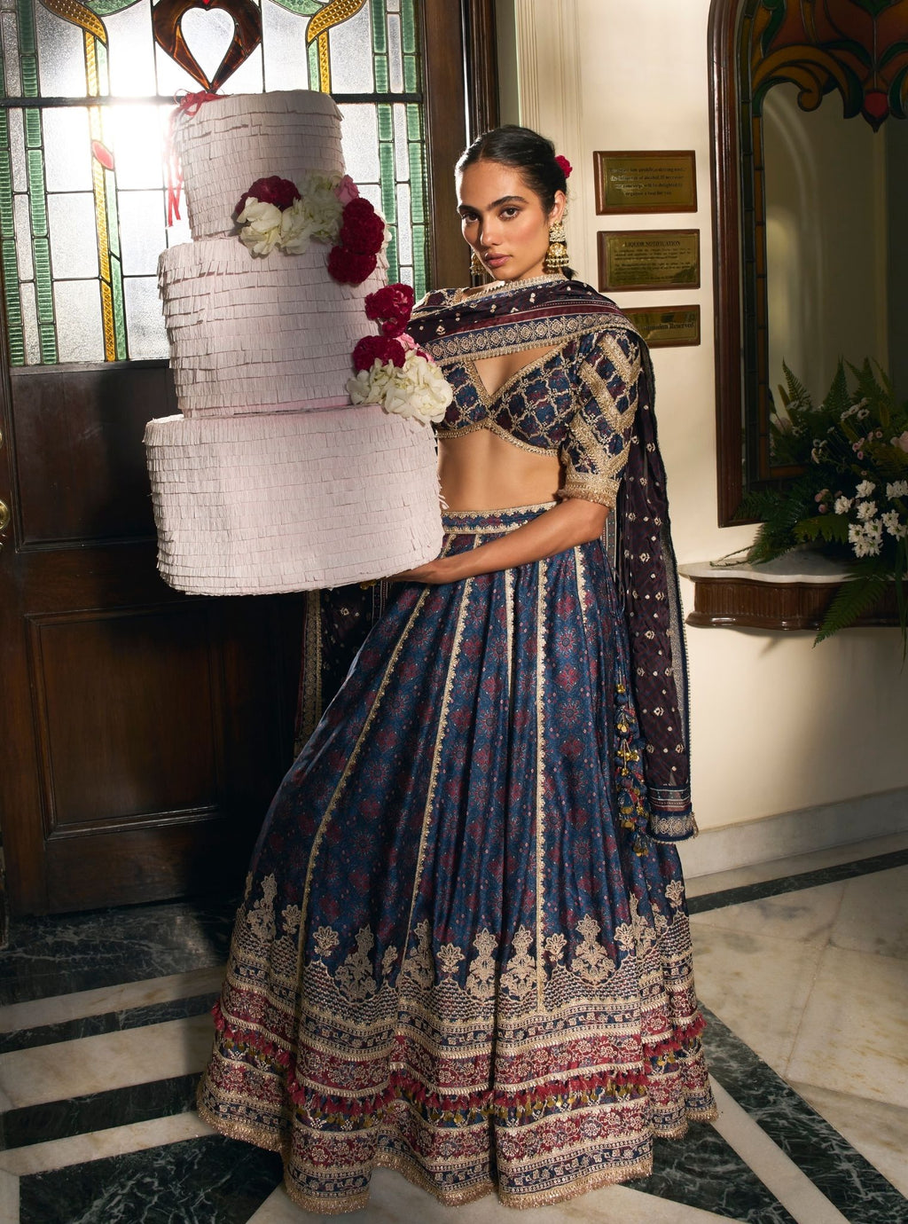 Jhanak Cupro Satin Navy Lehenga