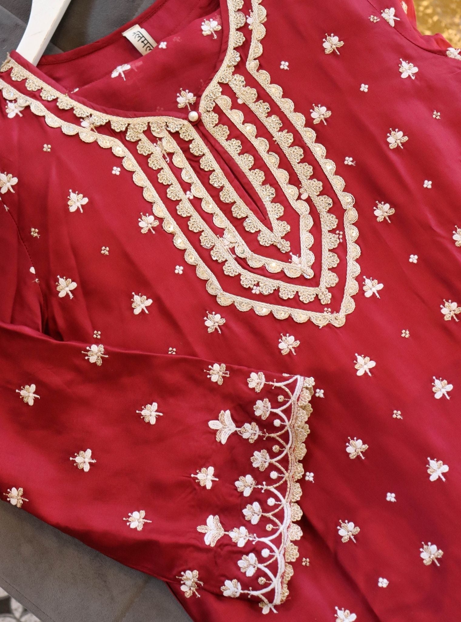 Aarya Cupro Wine Kurta Set