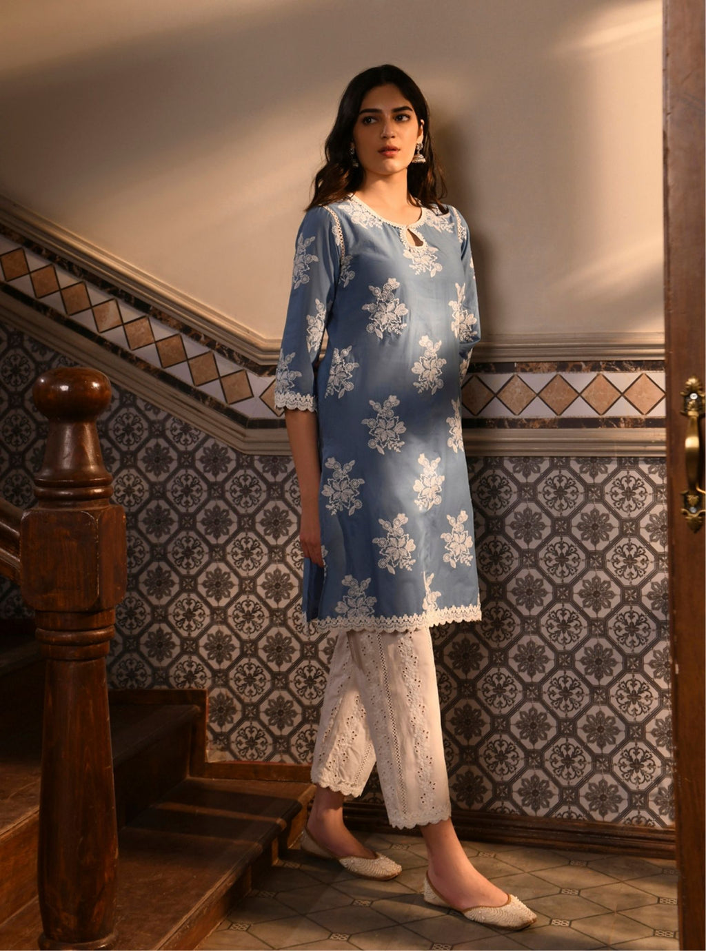 Anisa Supima Cotton Denim Kurta Set