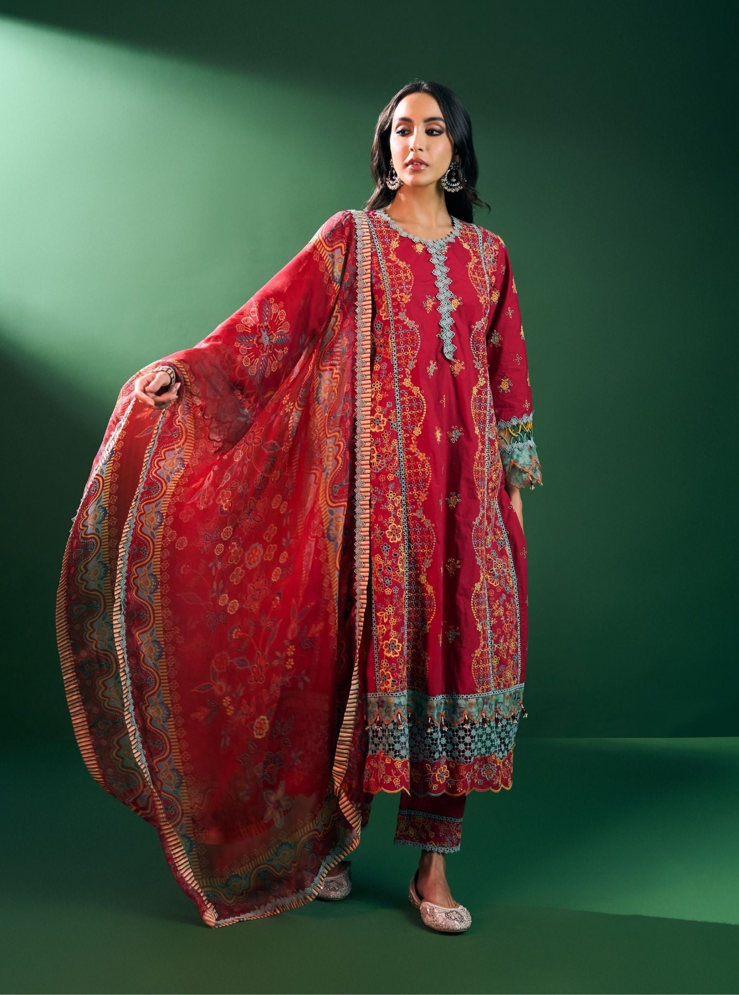 Risa Cotton Red Kurta Set